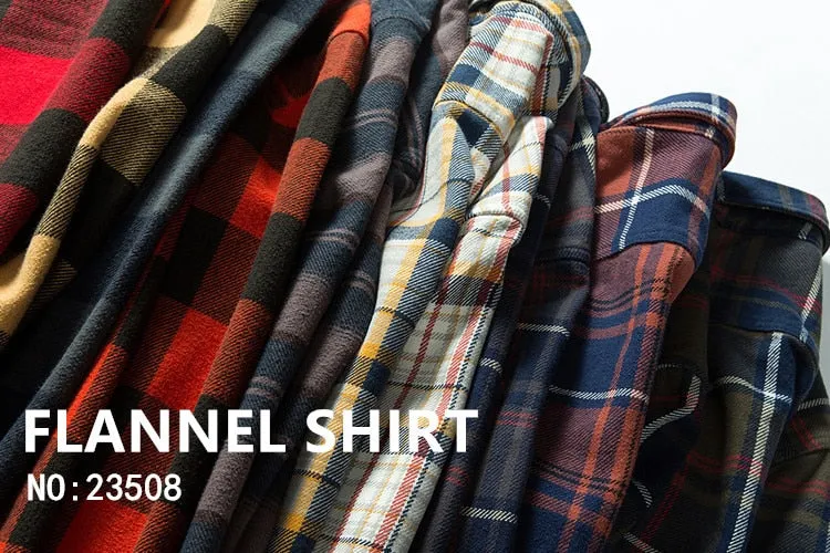 100% Cotton Heavyweight Retro Vintage Spring Autumn Winter Long Sleeve Buffalo Plaid Flannel Shirt Jacket for Men
