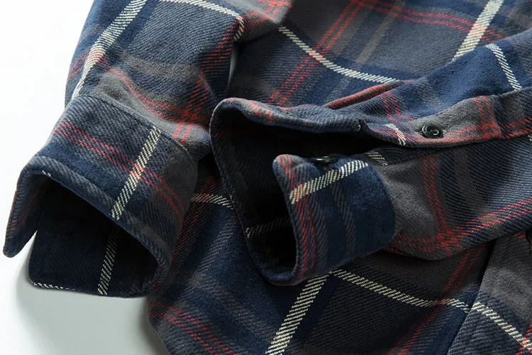 100% Cotton Heavyweight Retro Vintage Spring Autumn Winter Long Sleeve Buffalo Plaid Flannel Shirt Jacket for Men