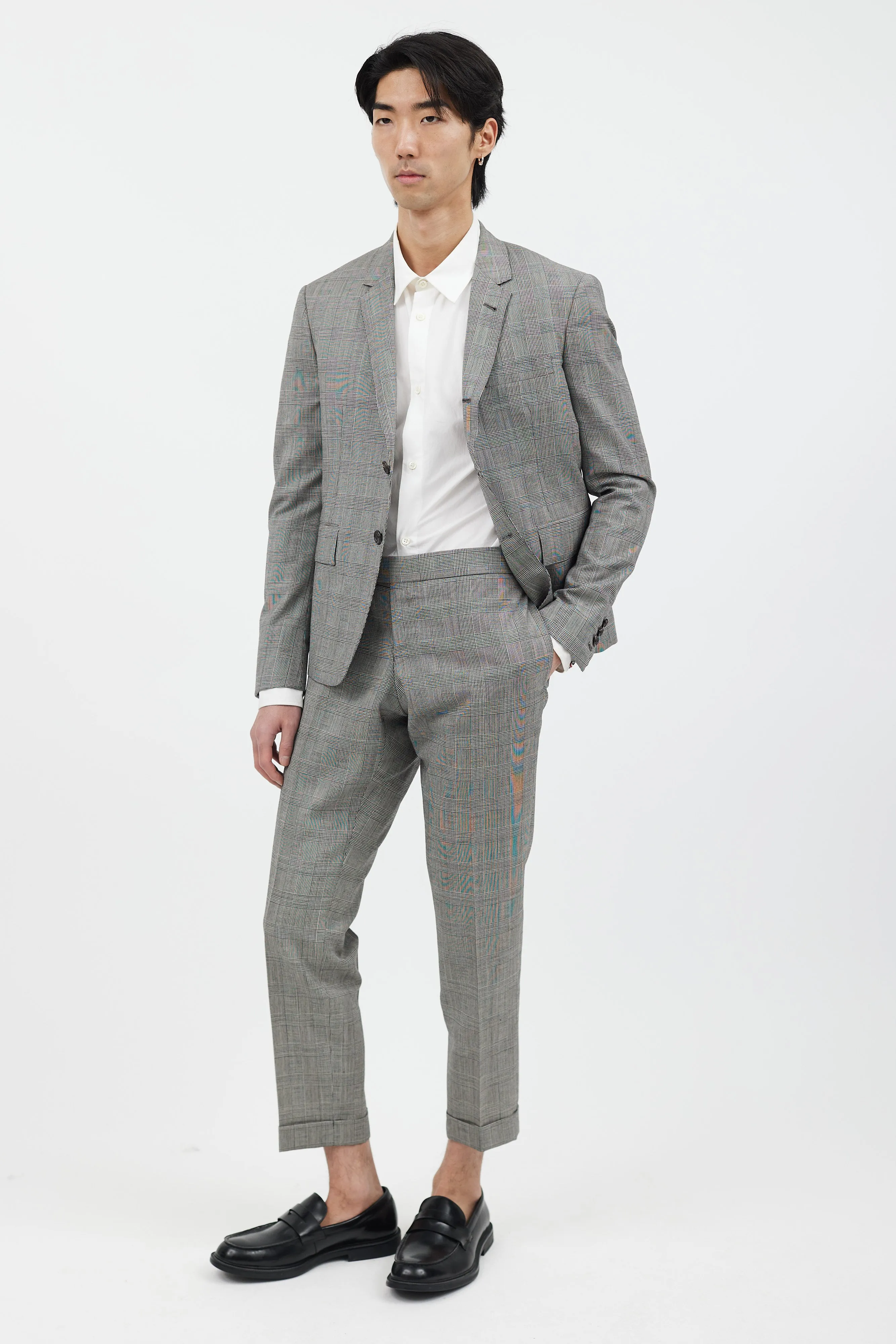 2 Piece Black & White Check Suit Set