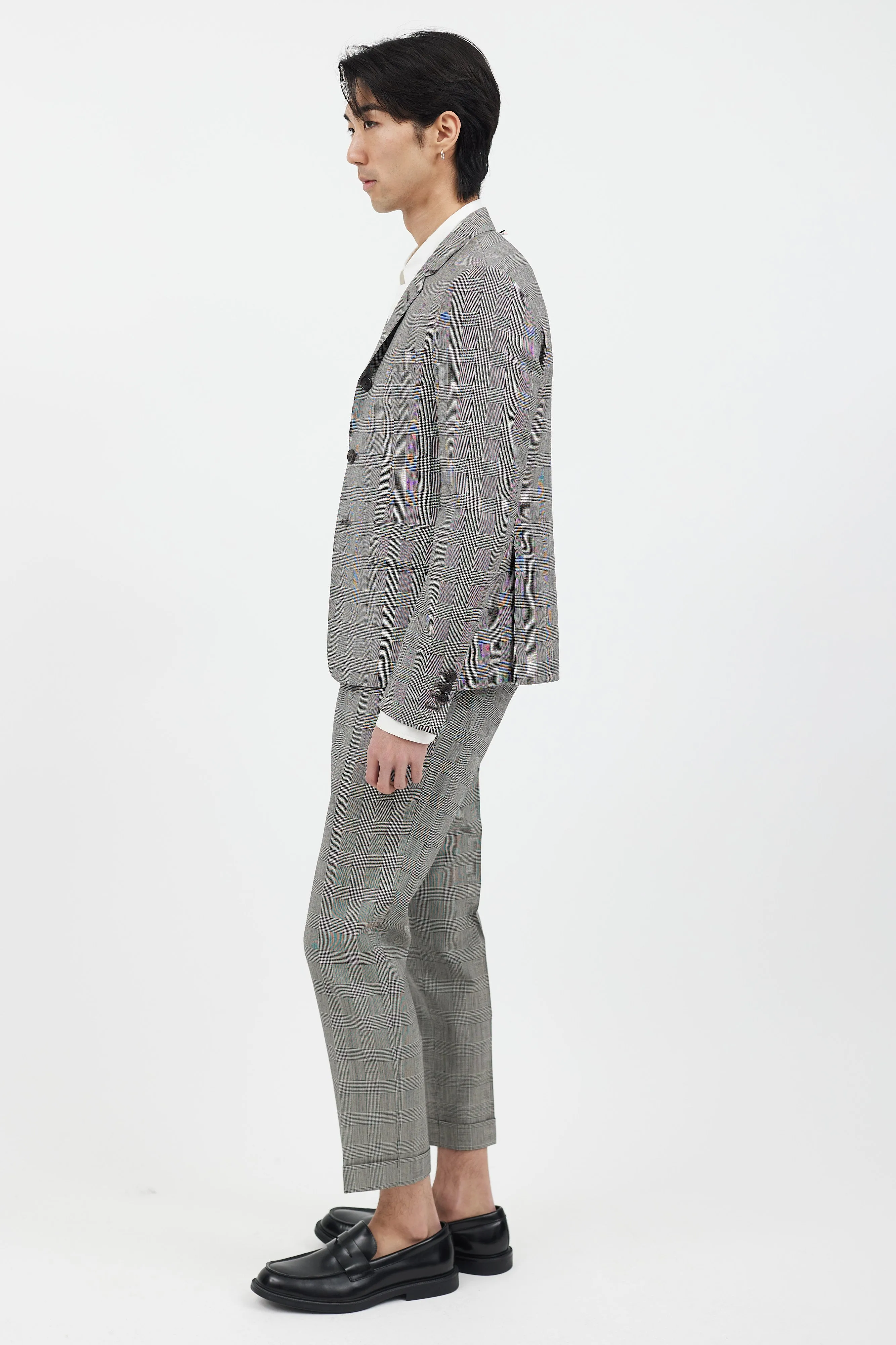 2 Piece Black & White Check Suit Set