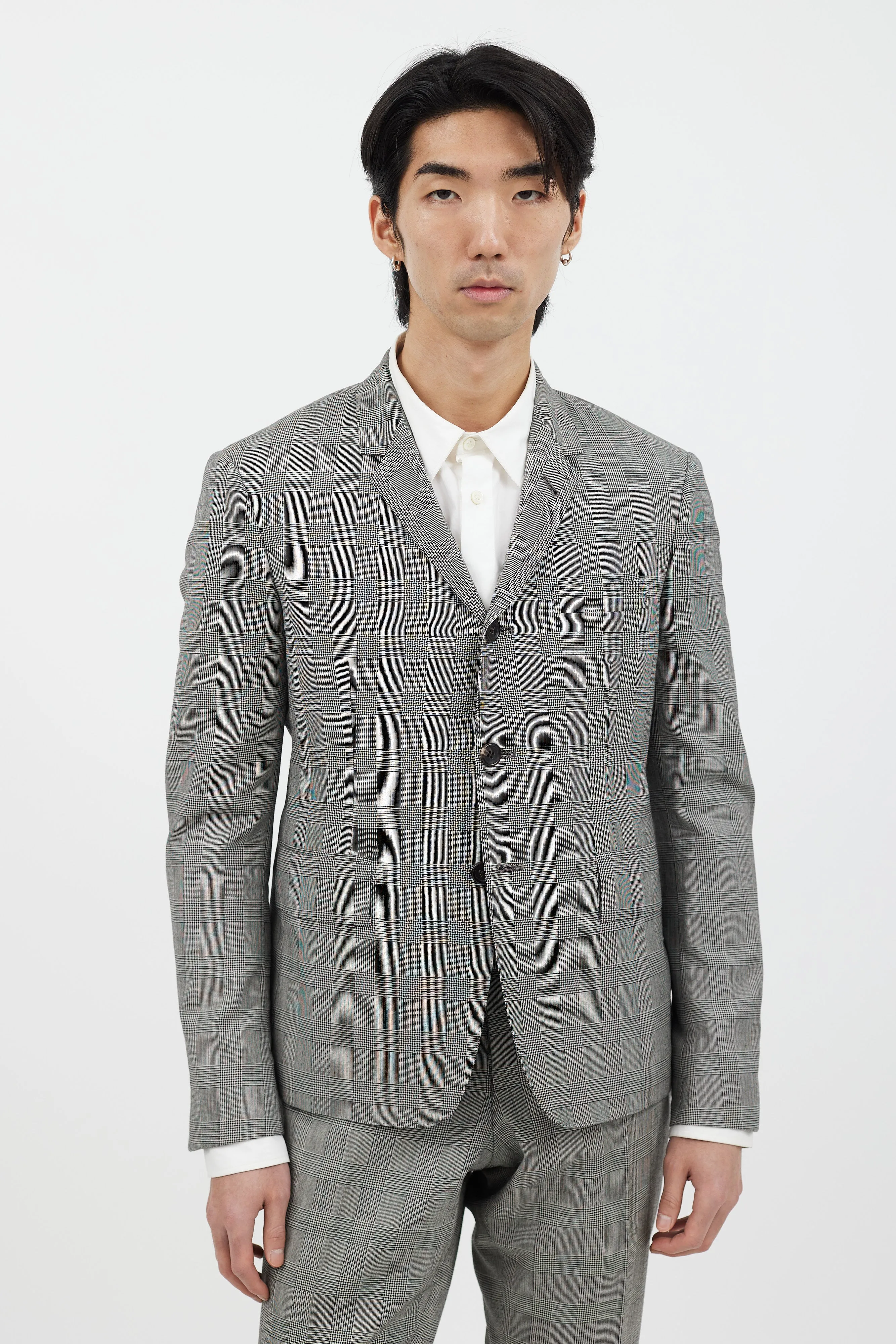 2 Piece Black & White Check Suit Set
