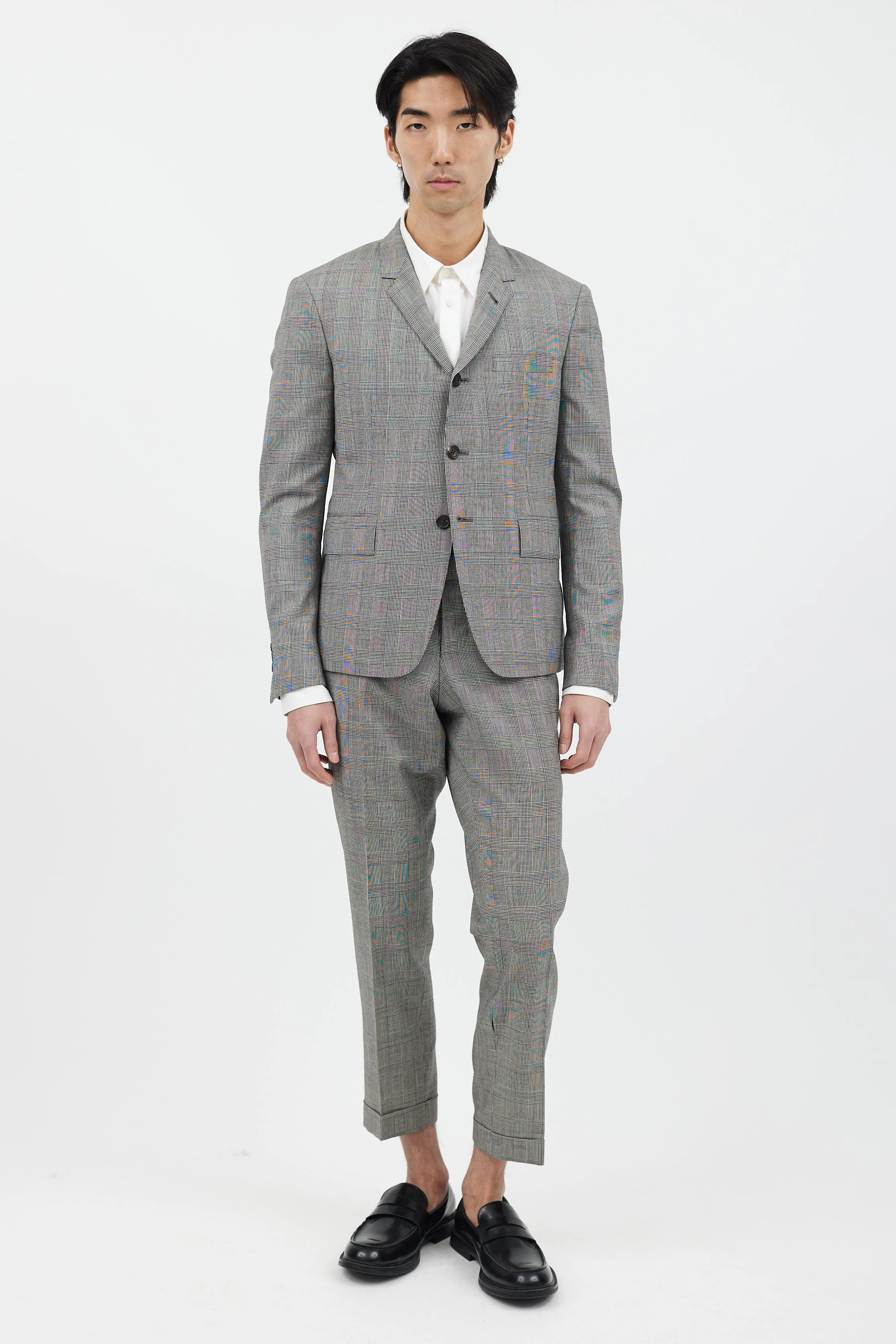 2 Piece Black & White Check Suit Set
