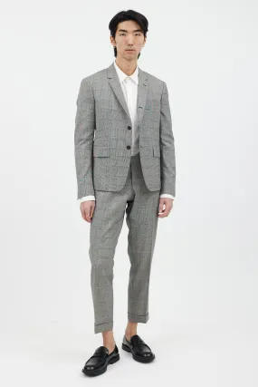 2 Piece Black & White Check Suit Set