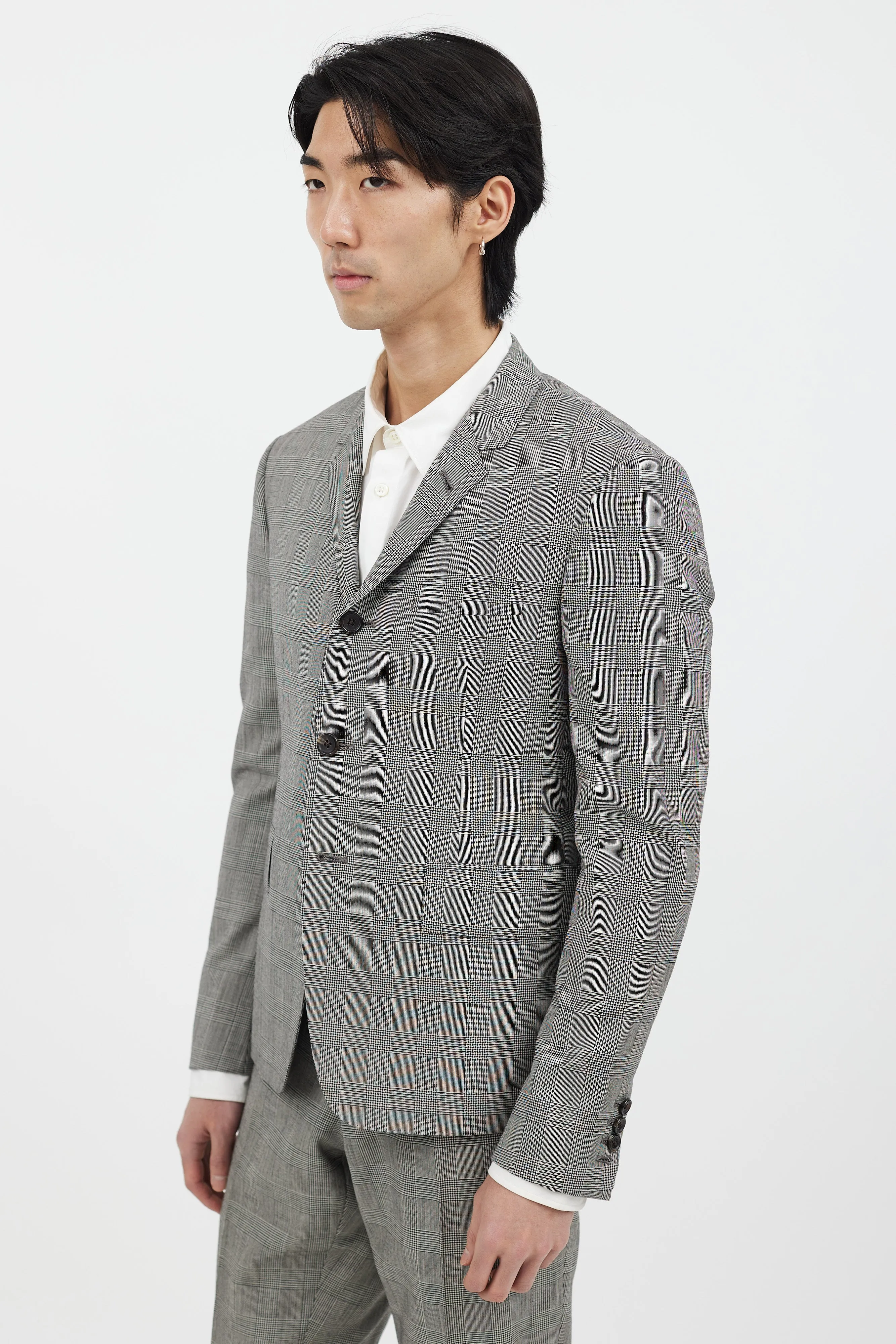2 Piece Black & White Check Suit Set