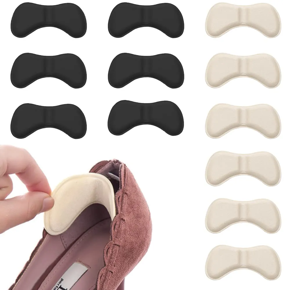 6 Pairs Heel Grips Liner Self Adhesive Shoe Insoles Foot Care Protector Heel Pain Relief Heel Cushion Stickers Foot Protector Pads for Women Men A1GGXT (A) A