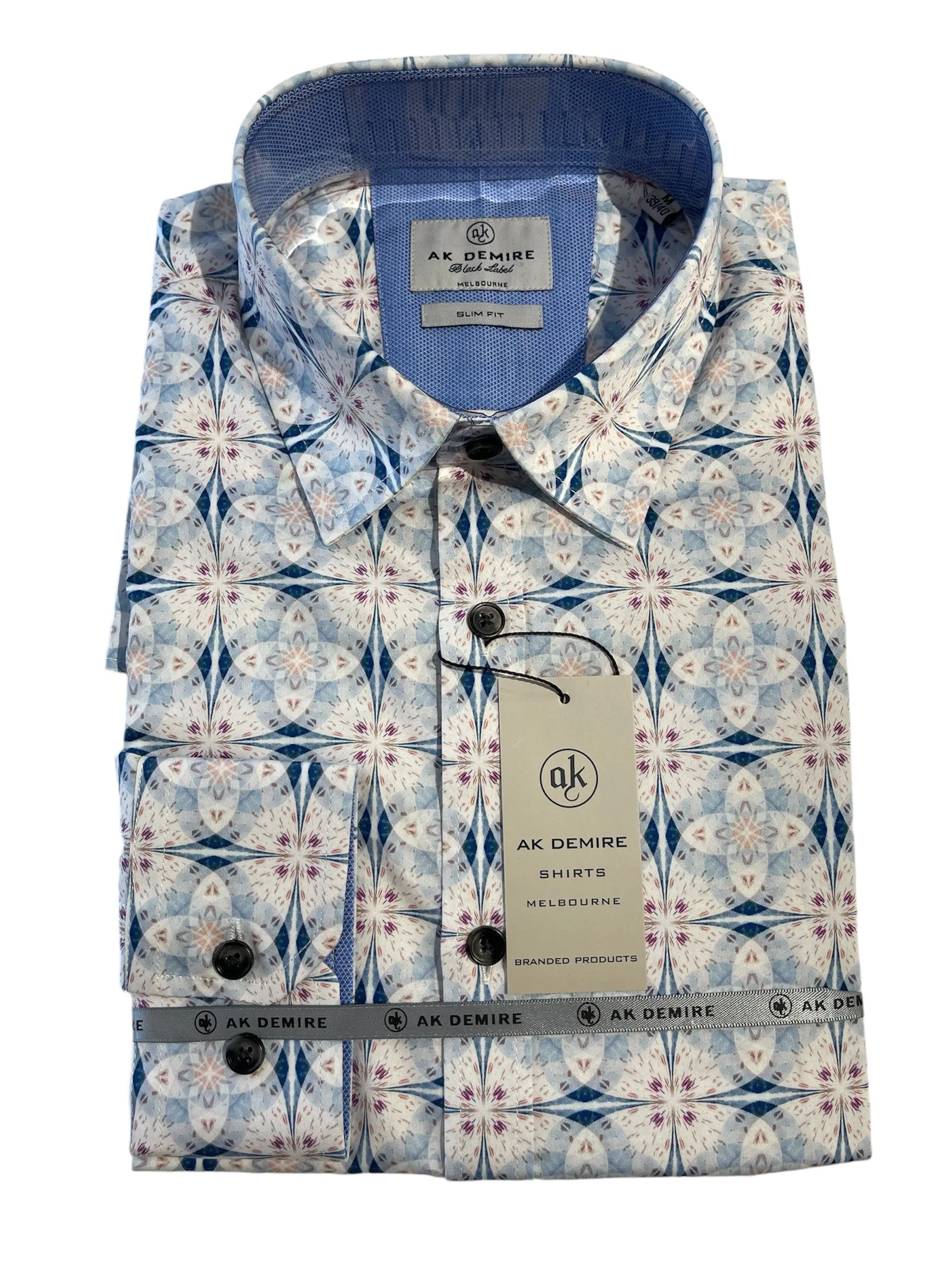 AK DEMIRE AKTUR-314 L/S Geo Print Shirt - White