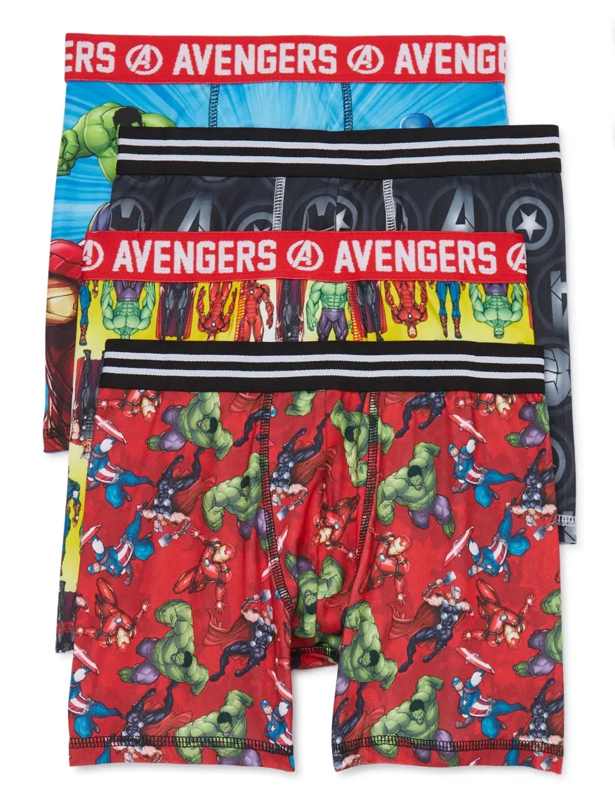Avengers Boys Boxer Briefs Underwear, 4-Pack