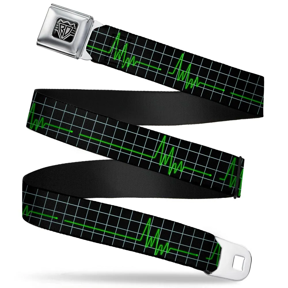 BD Wings Logo CLOSE-UP Full Color Black Silver Seatbelt Belt - Flatline Webbing