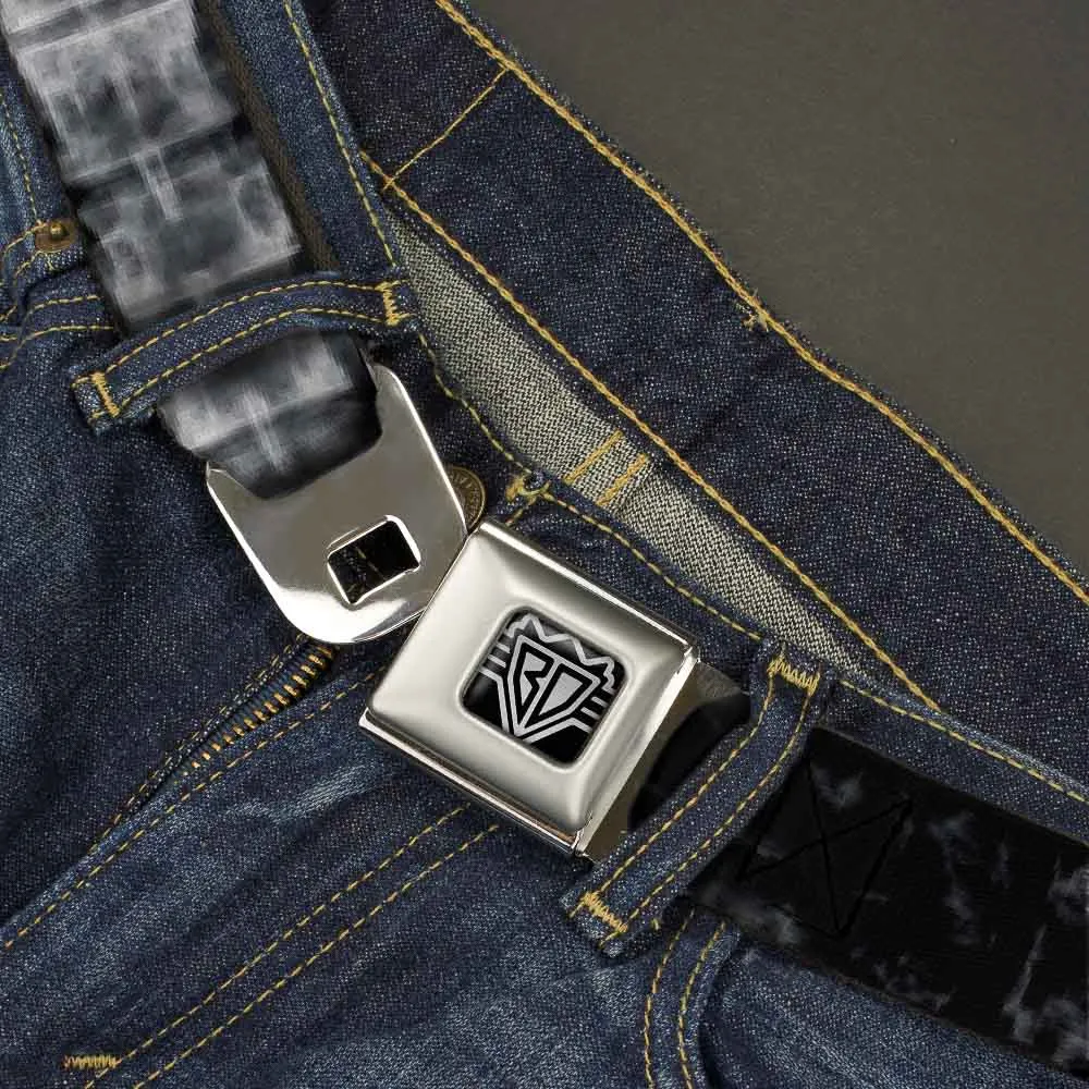 BD Wings Logo CLOSE-UP Full Color Black Silver Seatbelt Belt - Spinal X-Ray Black/White Webbing