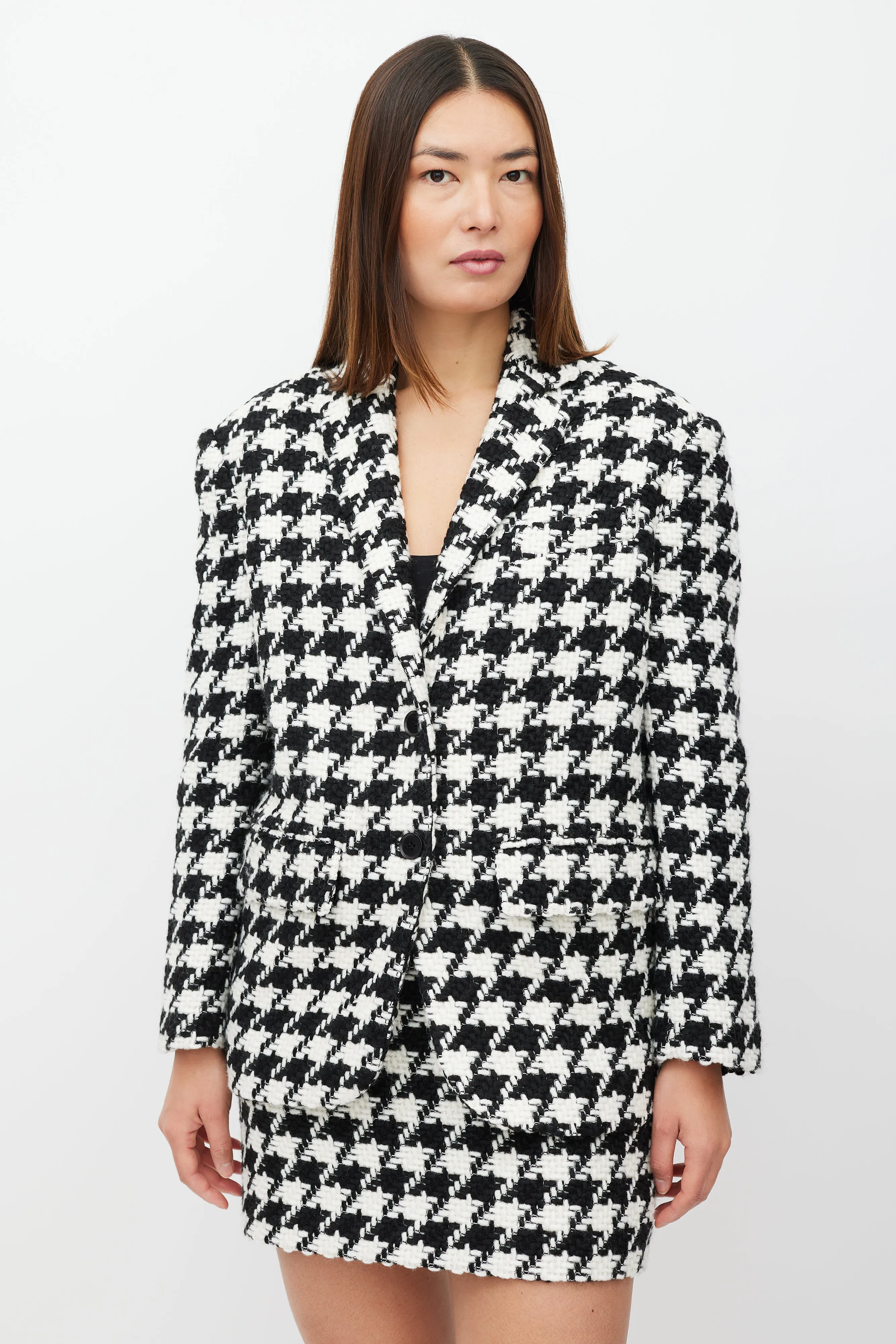 Black & White Woven Houndstooth Co-Ord Set