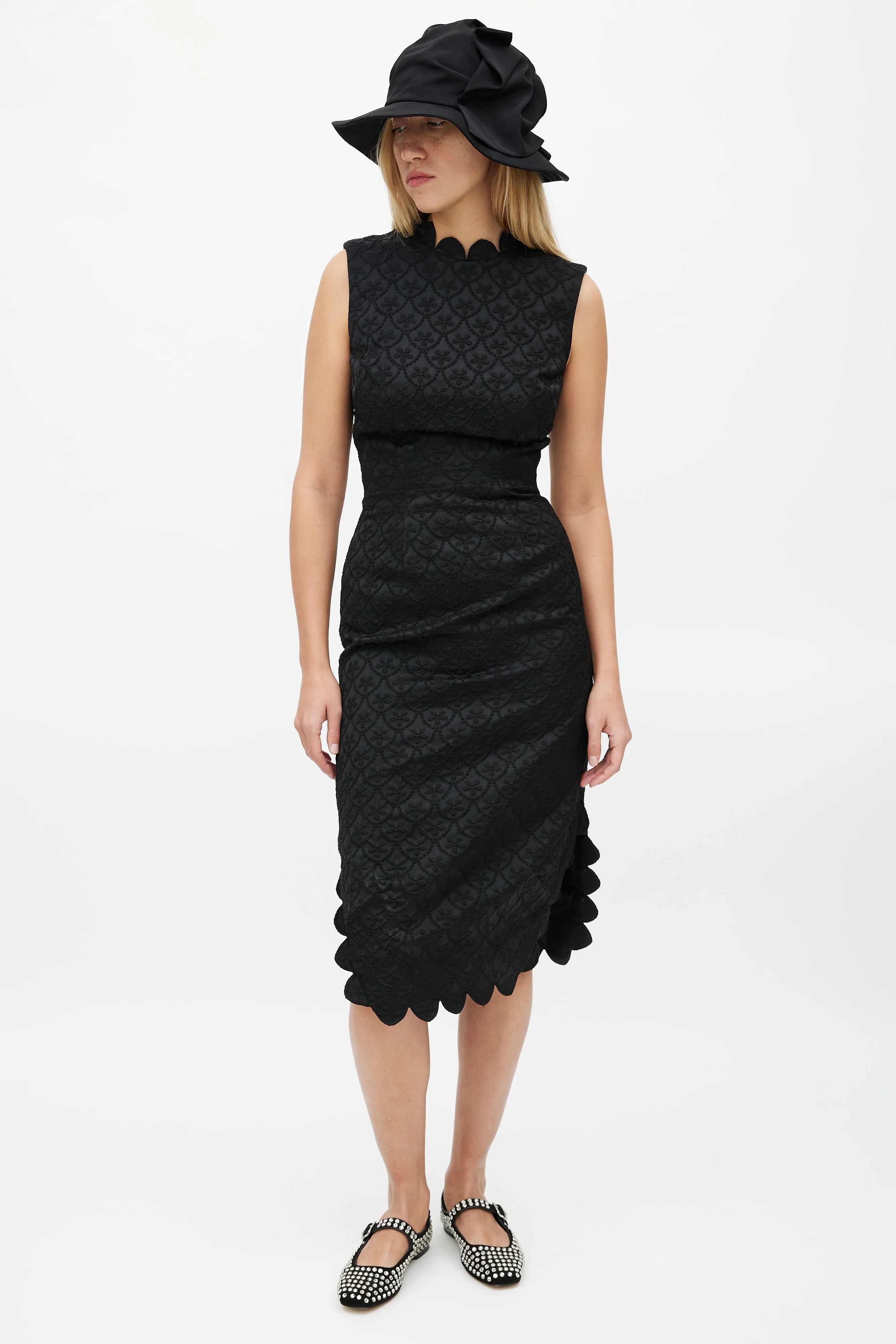 Black Brocade Dress & Blazer Set