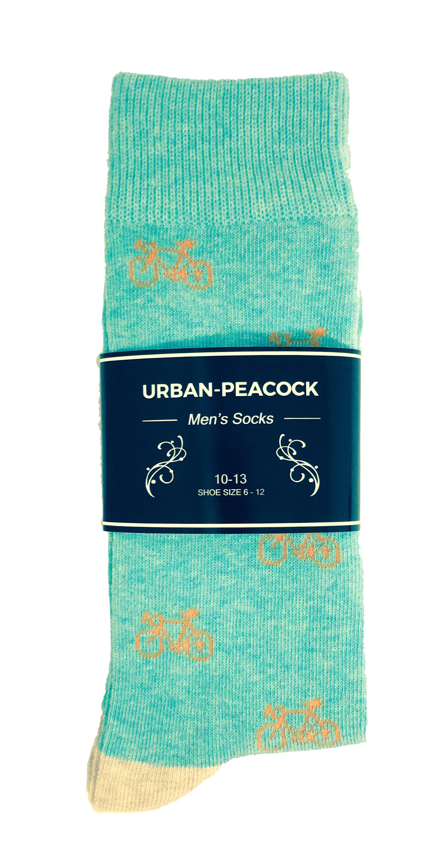 Black Label Men's Dress Socks - Bicycles - Teal with Orange