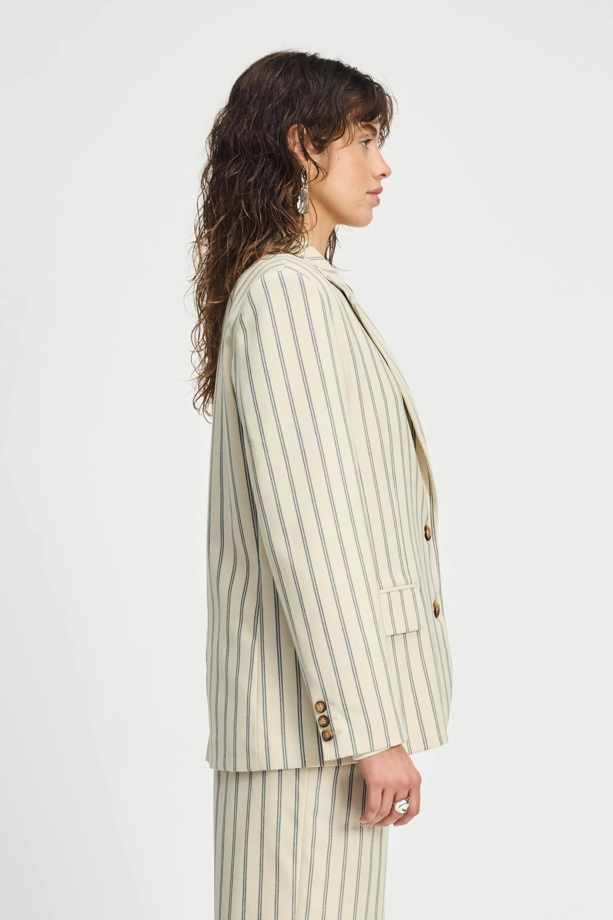 BLAZER - Striped Cream