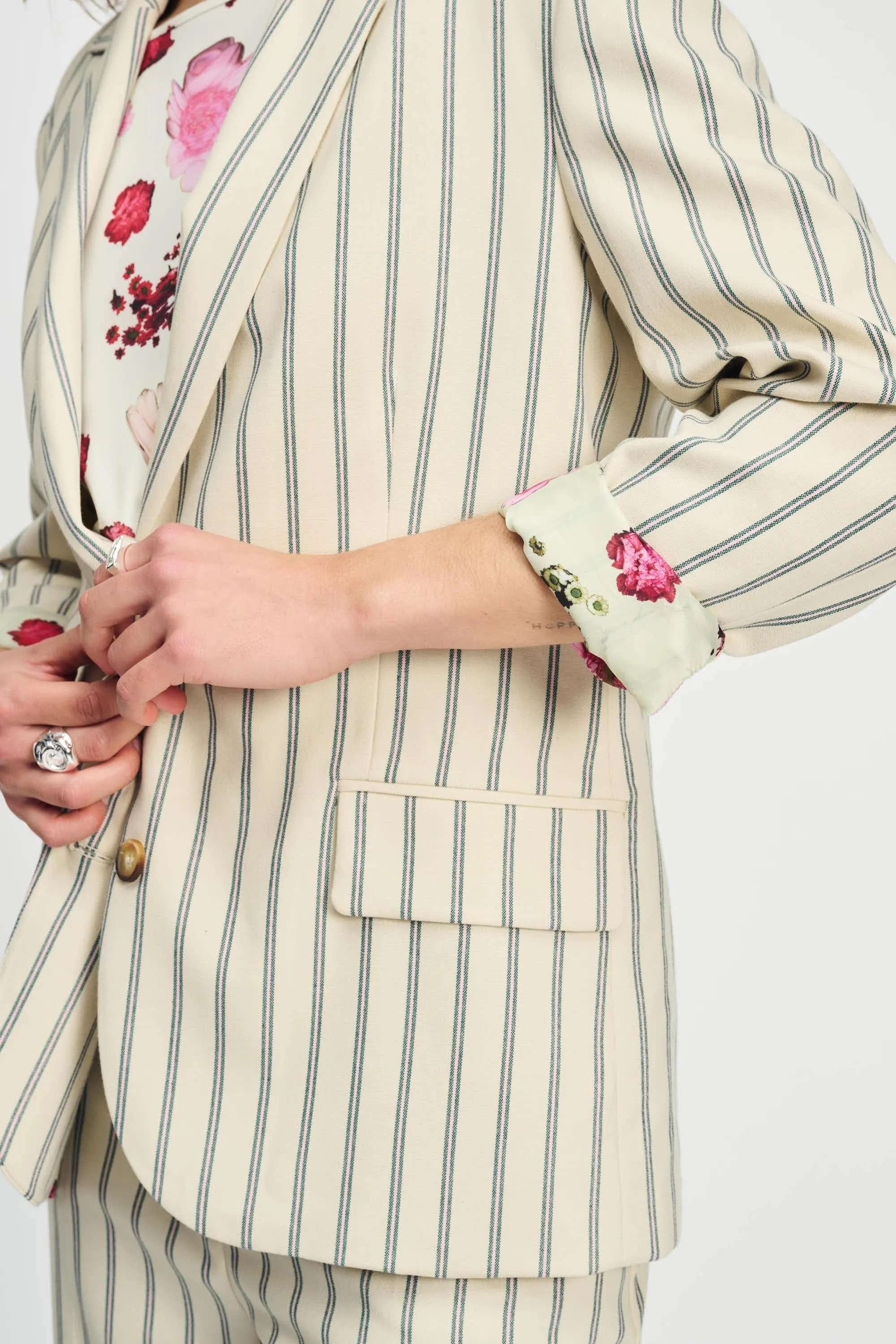 BLAZER - Striped Cream