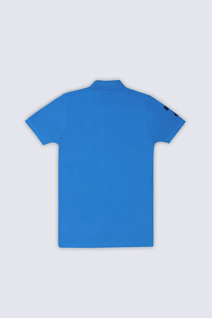 Blue Embroidered Polo