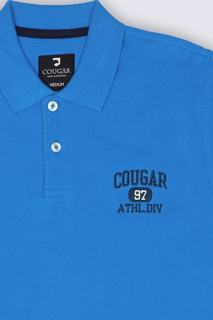 Blue Embroidered Polo