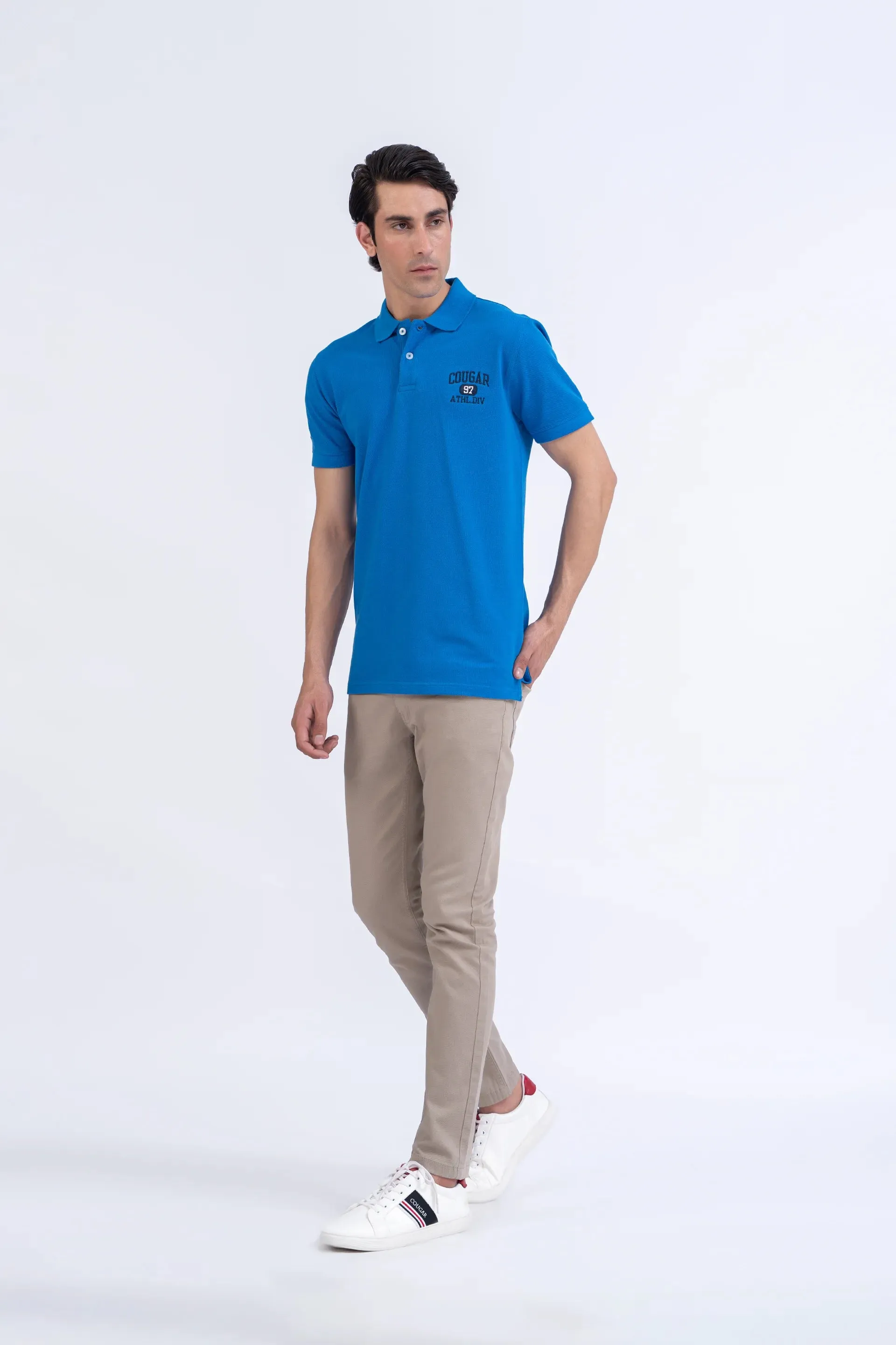 Blue Embroidered Polo