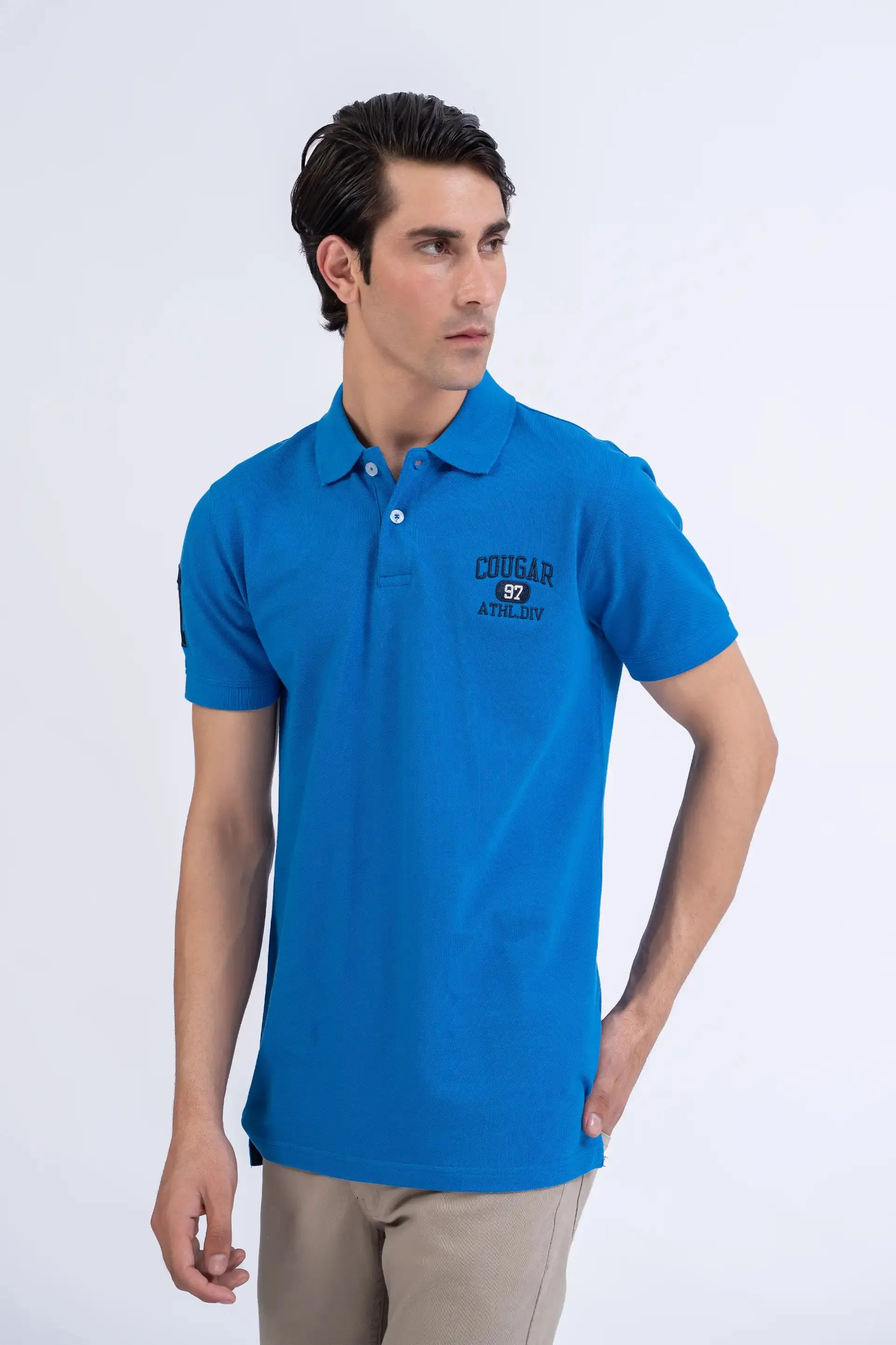 Blue Embroidered Polo