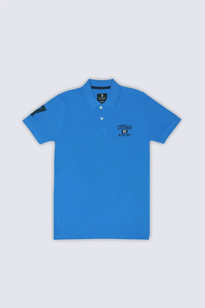 Blue Embroidered Polo