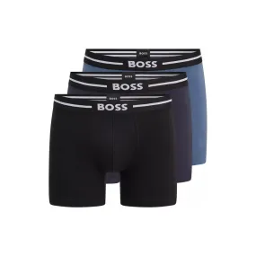 BOSS THREE-PACK OF STRETCH-COTTON BOXER BRIEFS WITH LOGO WAISTBANDS