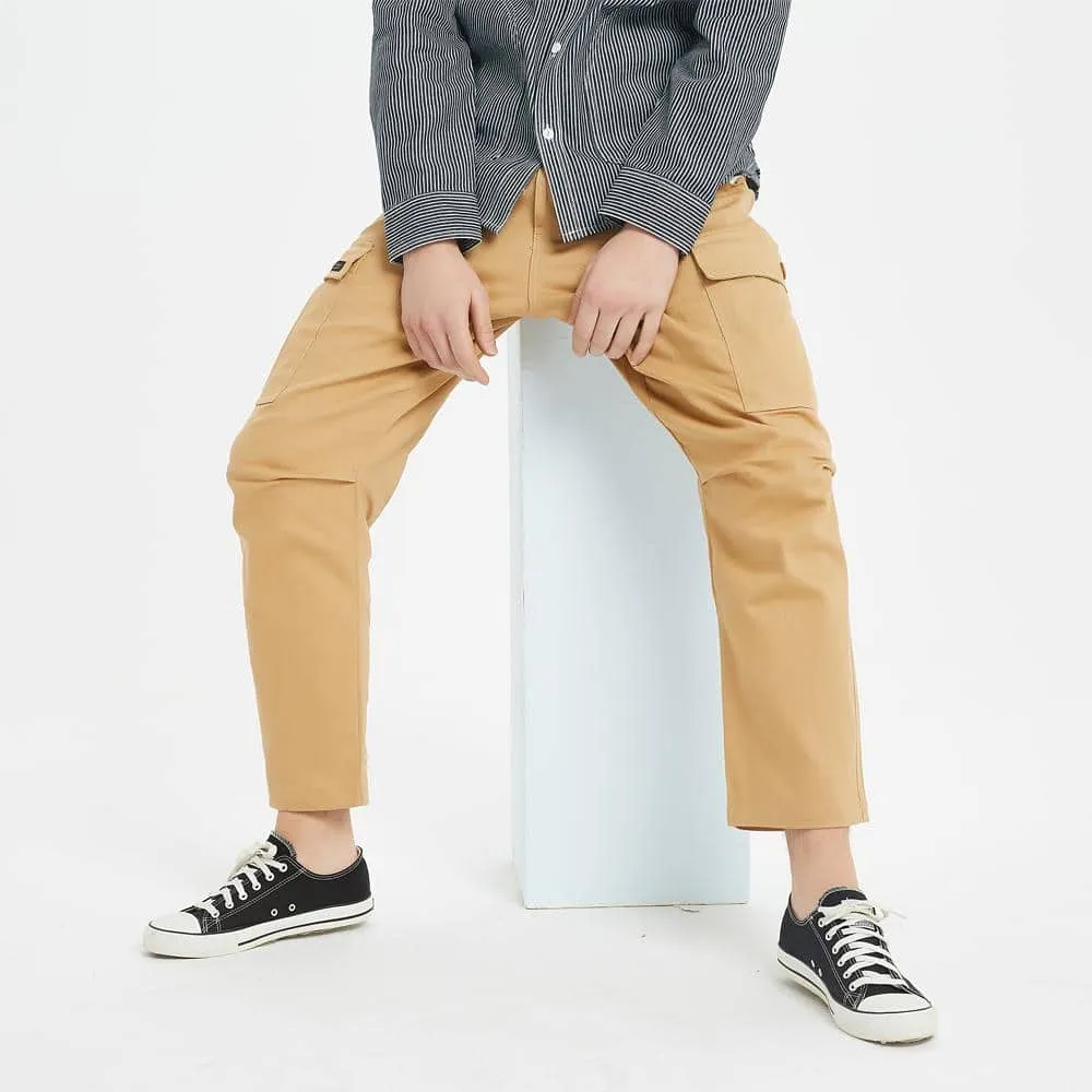 Boysnextdoor Wide Cargo Chino Pants in Khaki