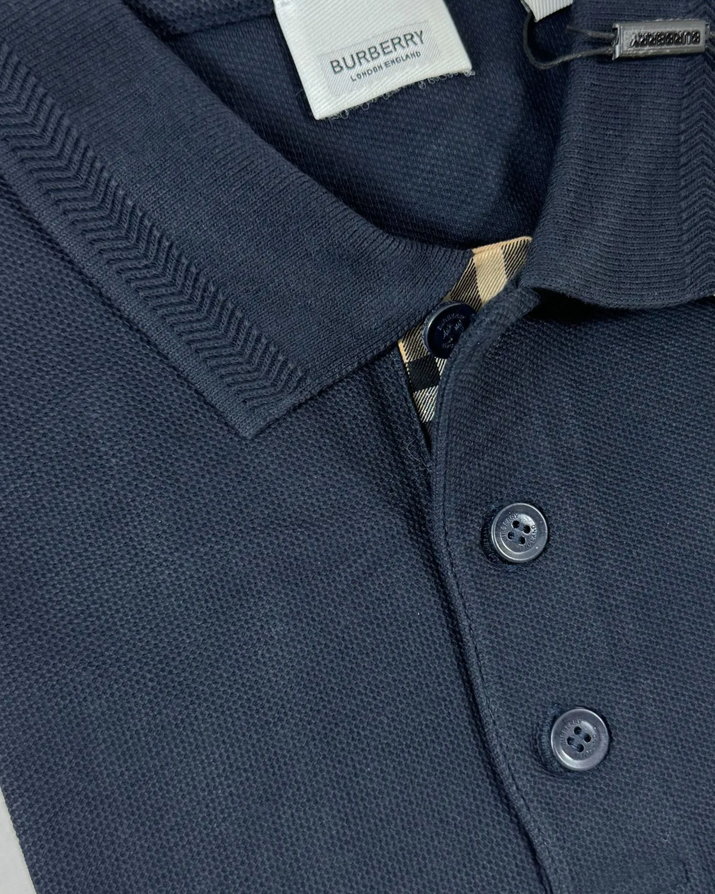 Burberry Men Polo Shirt Eddie Coal Blue Cotton Regular Fit XXL SALE