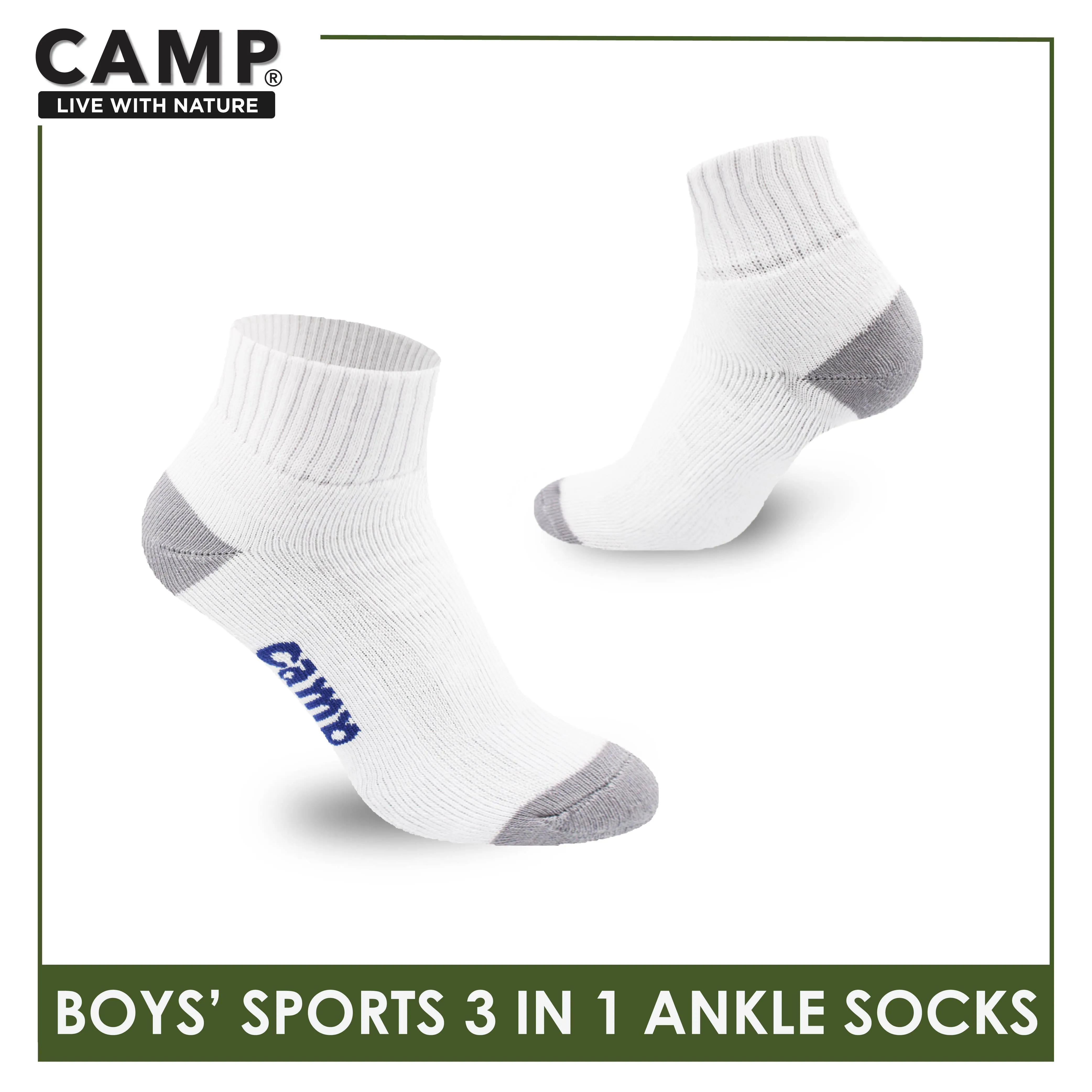 Camp Boys' Cotton Thick Sports Ankle Socks 3 pairs in a pack CBS4