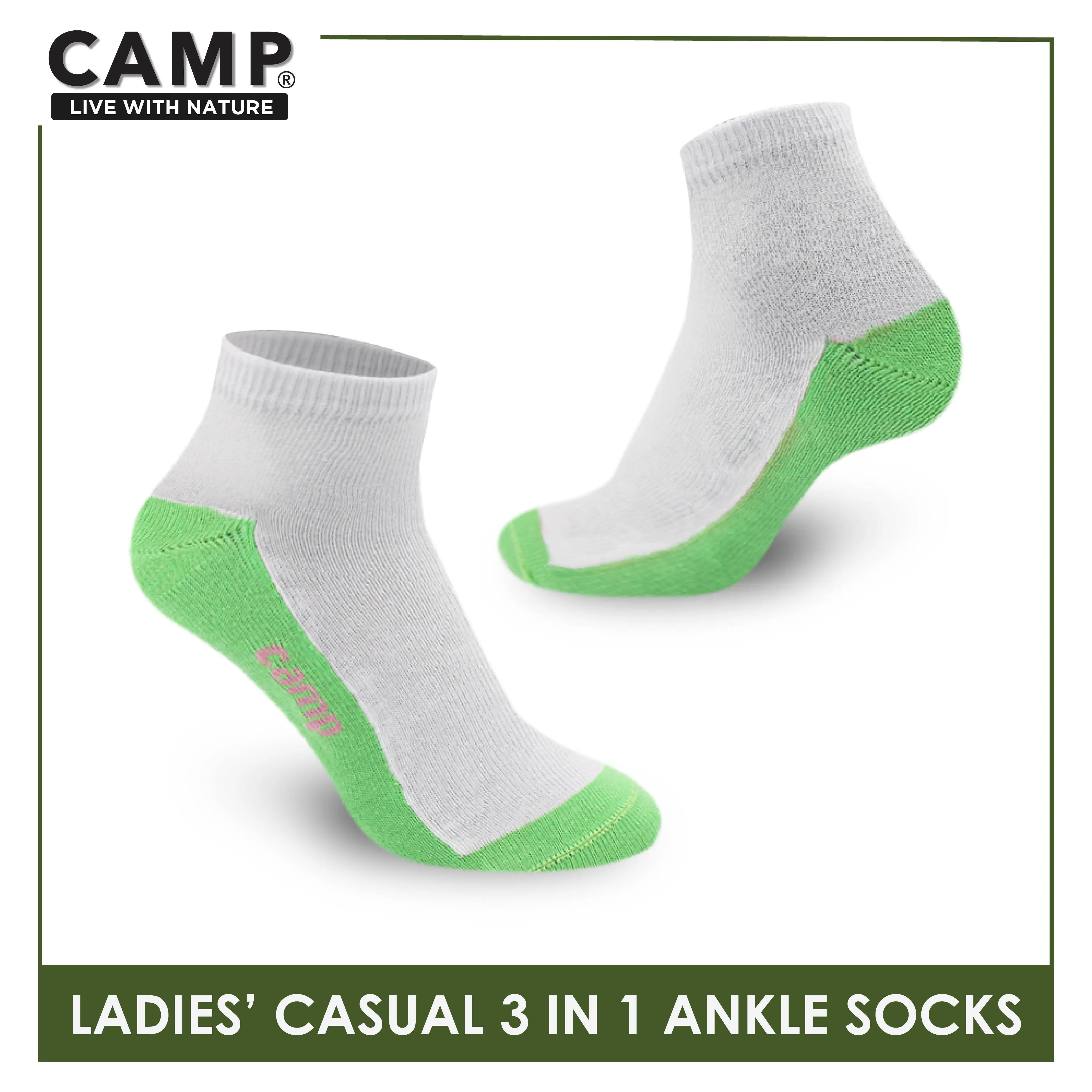 Camp Ladies' Cotton Lite Thin Casual Ankle Socks 3 pairs in a pack CLC5