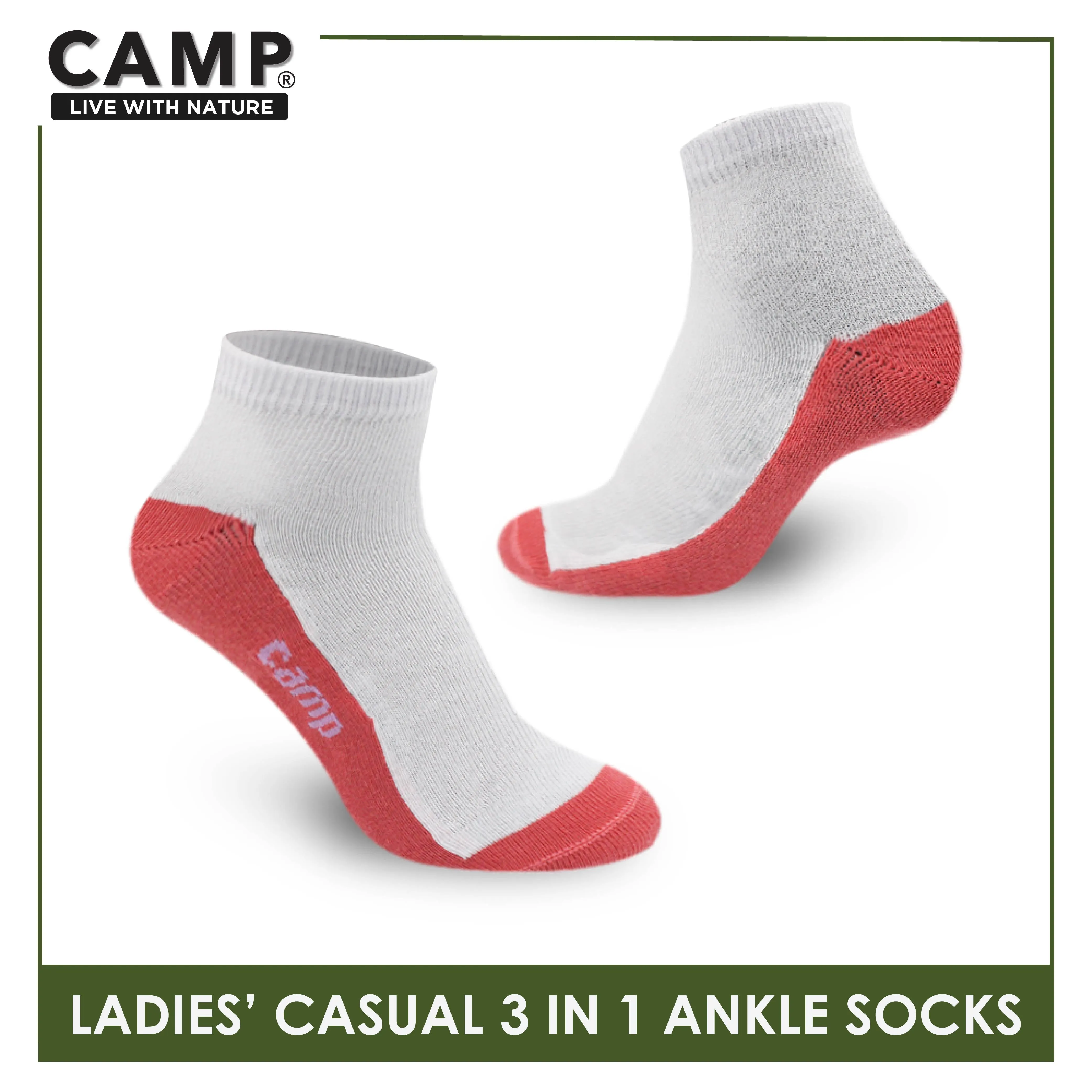 Camp Ladies' Cotton Lite Thin Casual Ankle Socks 3 pairs in a pack CLC5