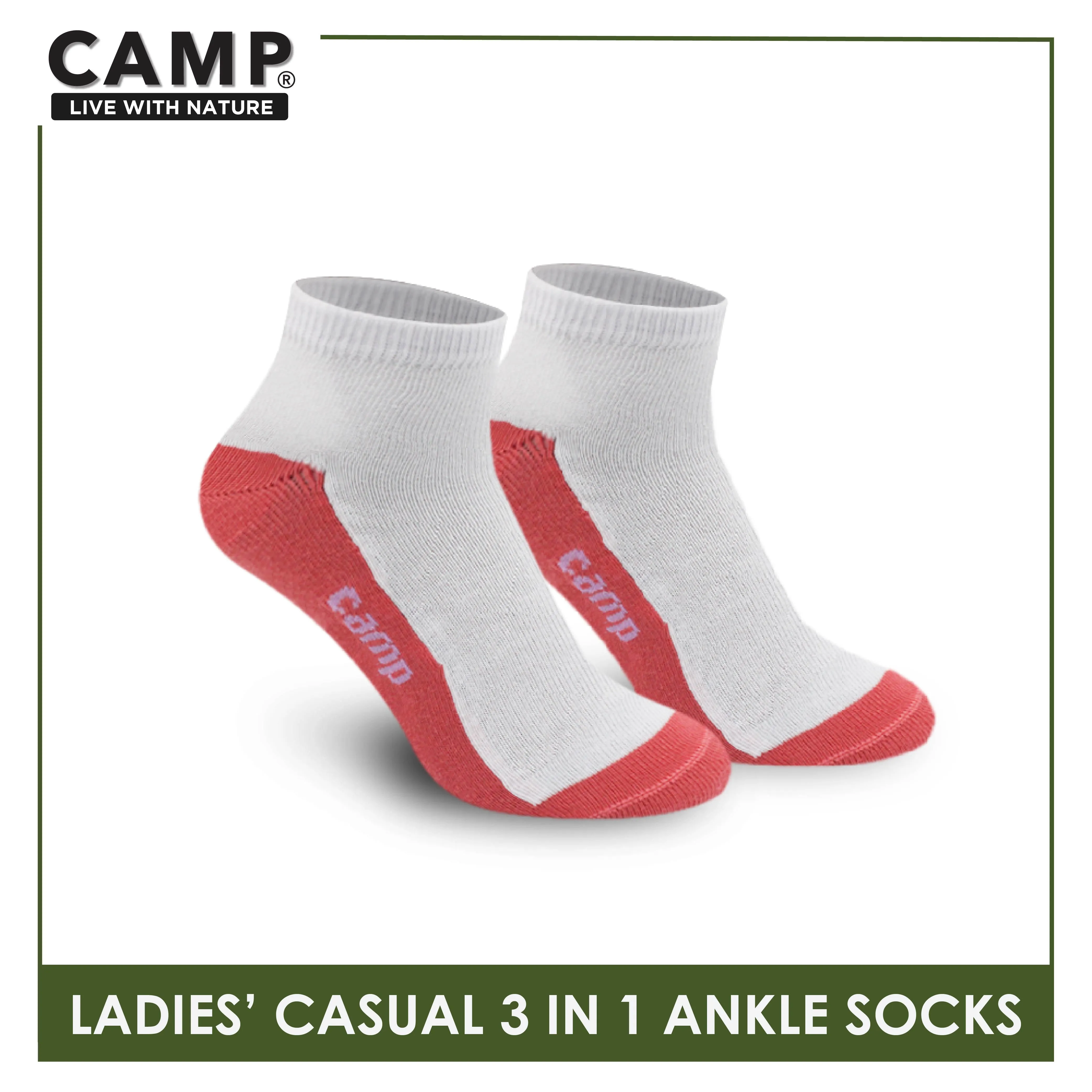 Camp Ladies' Cotton Lite Thin Casual Ankle Socks 3 pairs in a pack CLC5