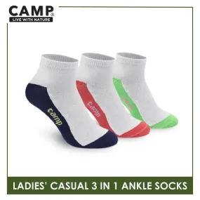Camp Ladies' Cotton Lite Thin Casual Ankle Socks 3 pairs in a pack CLC5