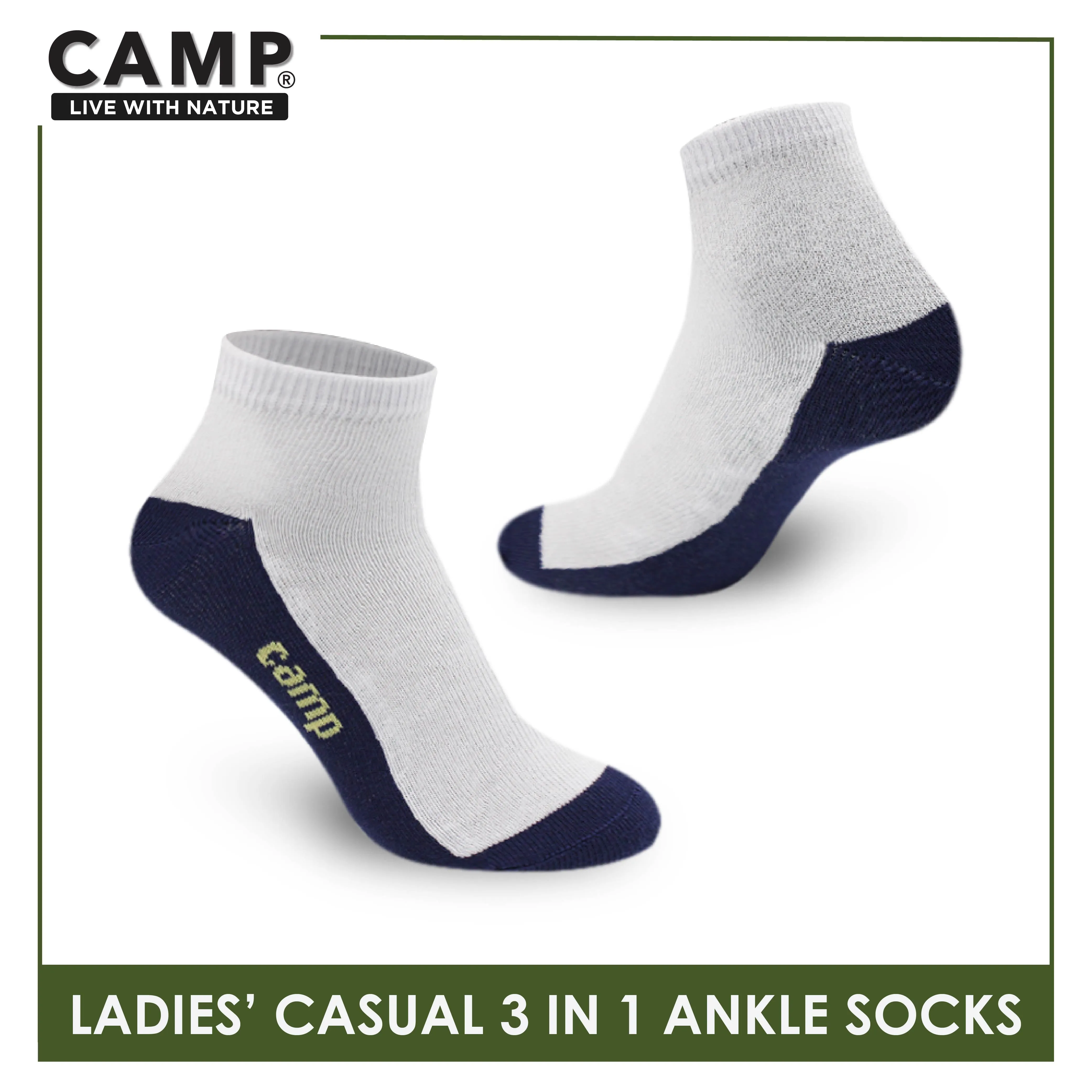 Camp Ladies' Cotton Lite Thin Casual Ankle Socks 3 pairs in a pack CLC5