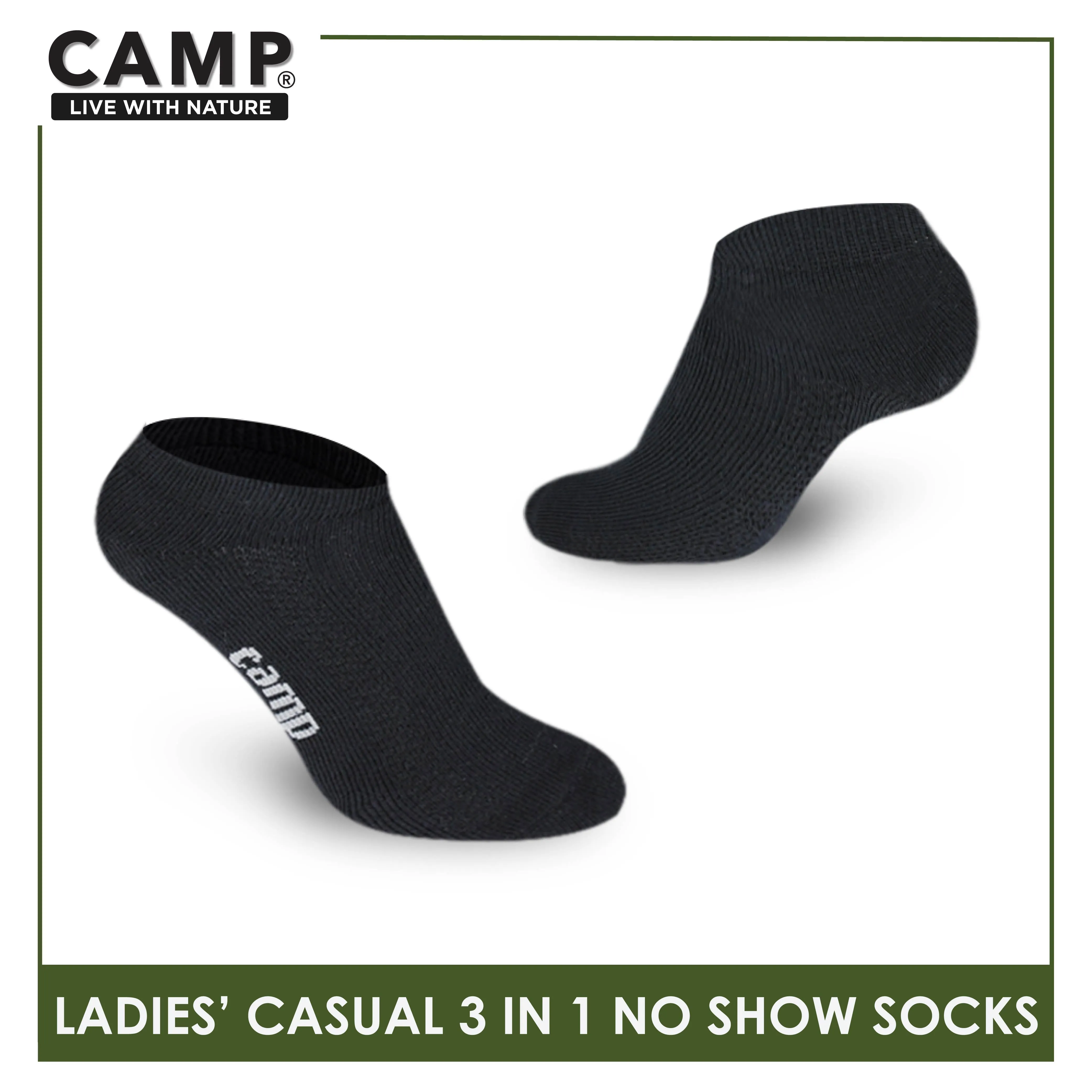 Camp Ladies’ Lite Thin Casual No Show Socks 3 pairs in a pack CLC0