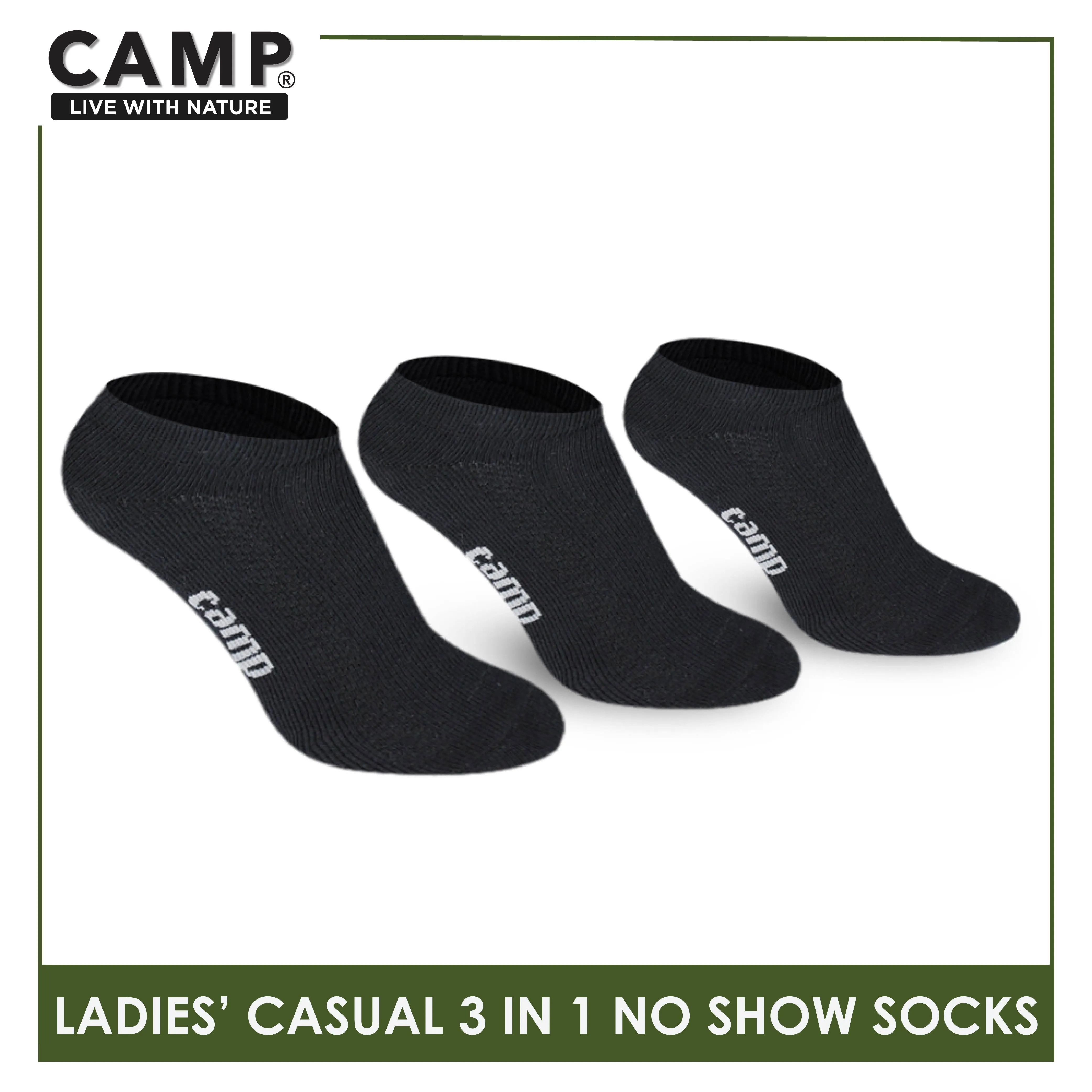 Camp Ladies’ Lite Thin Casual No Show Socks 3 pairs in a pack CLC0