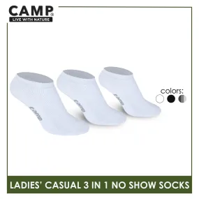 Camp Ladies’ Lite Thin Casual No Show Socks 3 pairs in a pack CLC0