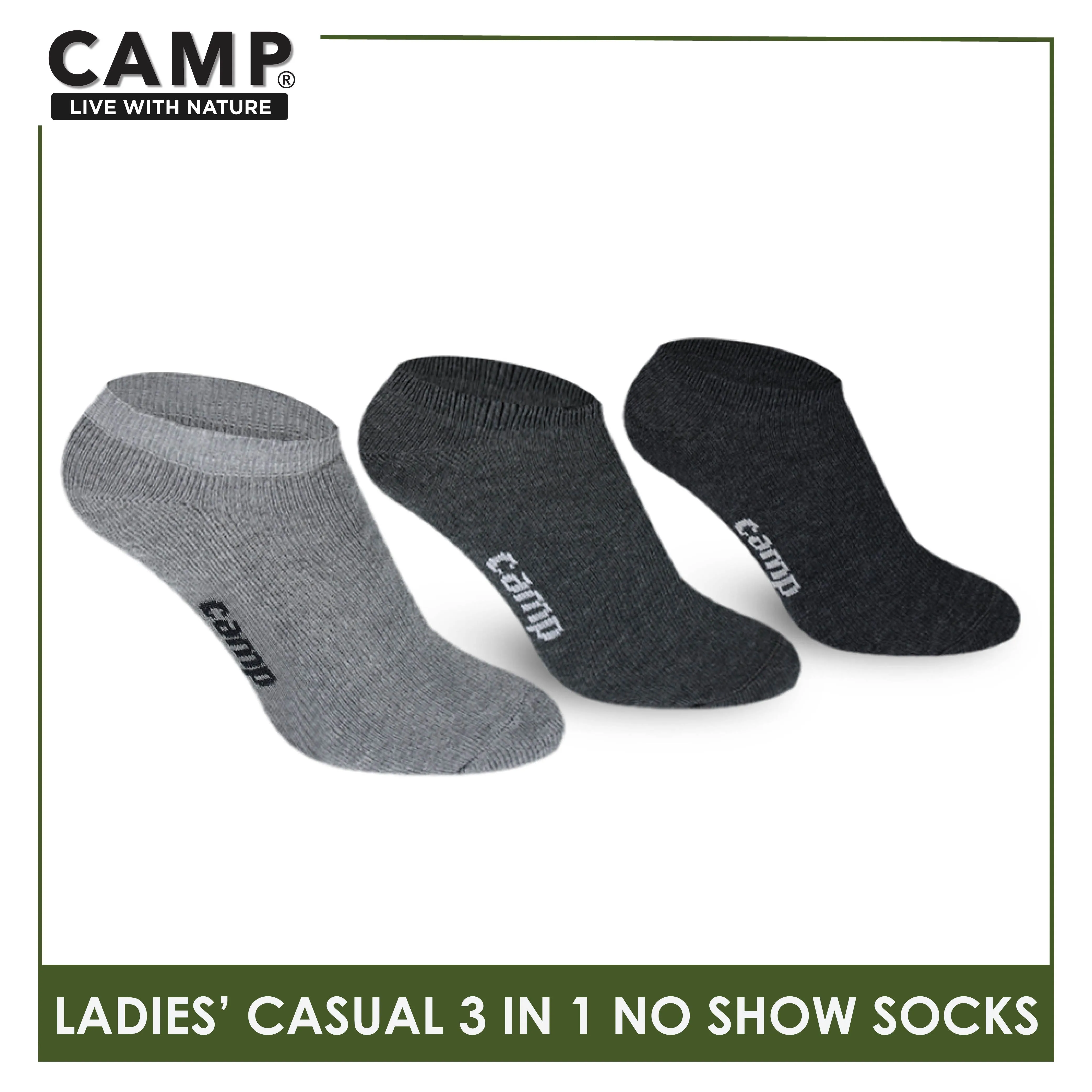 Camp Ladies’ Lite Thin Casual No Show Socks 3 pairs in a pack CLC0