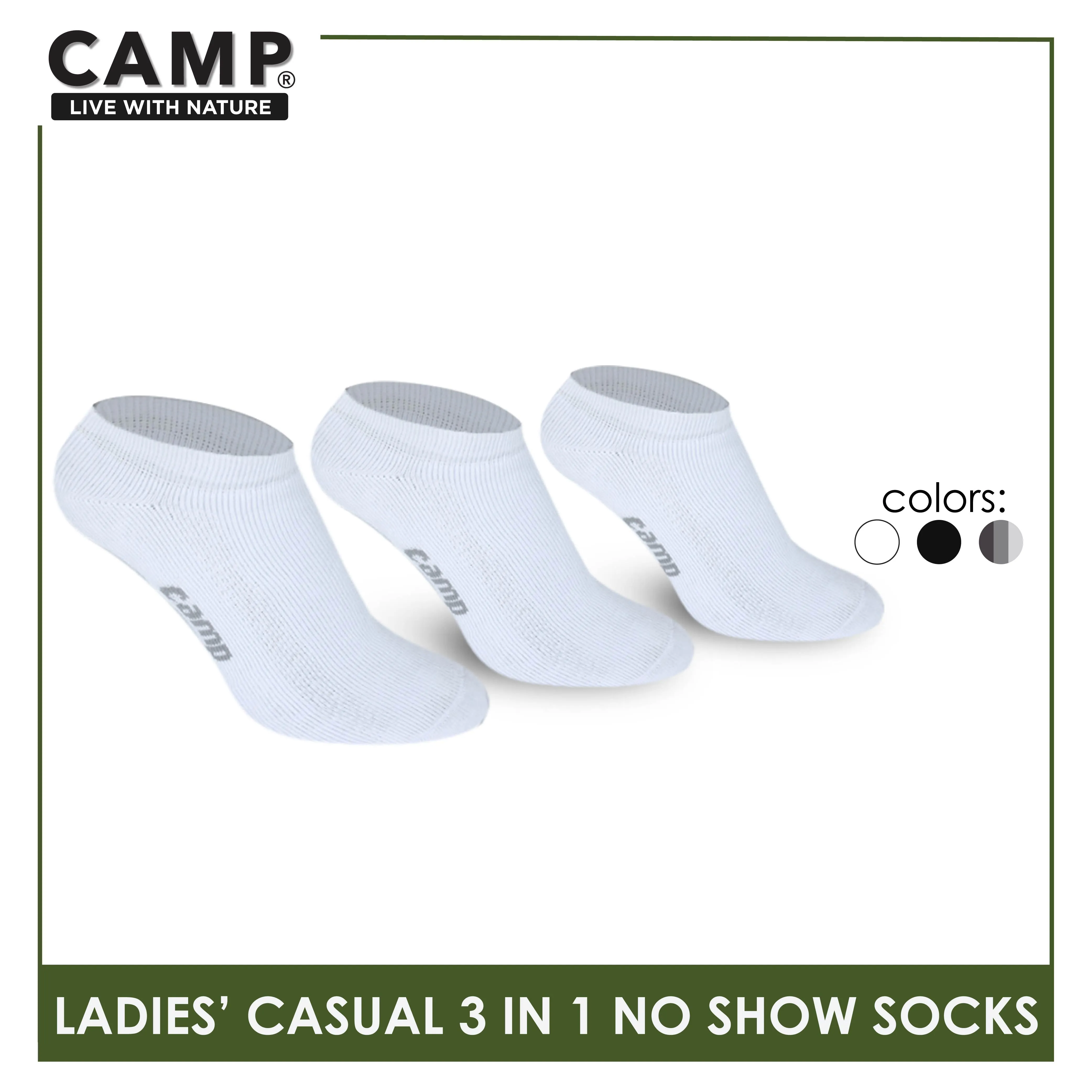 Camp Ladies’ Lite Thin Casual No Show Socks 3 pairs in a pack CLC0