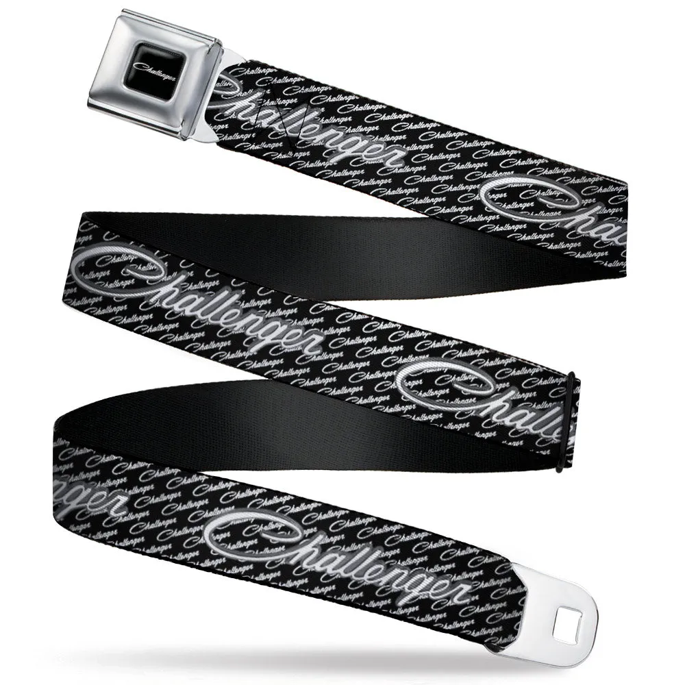 CHALLENGER Script Seatbelt Belt - CHALLENGER Repeat w/Text Black/White Webbing