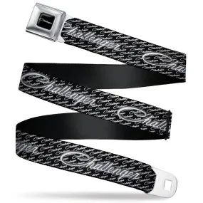 CHALLENGER Script Seatbelt Belt - CHALLENGER Repeat w/Text Black/White Webbing