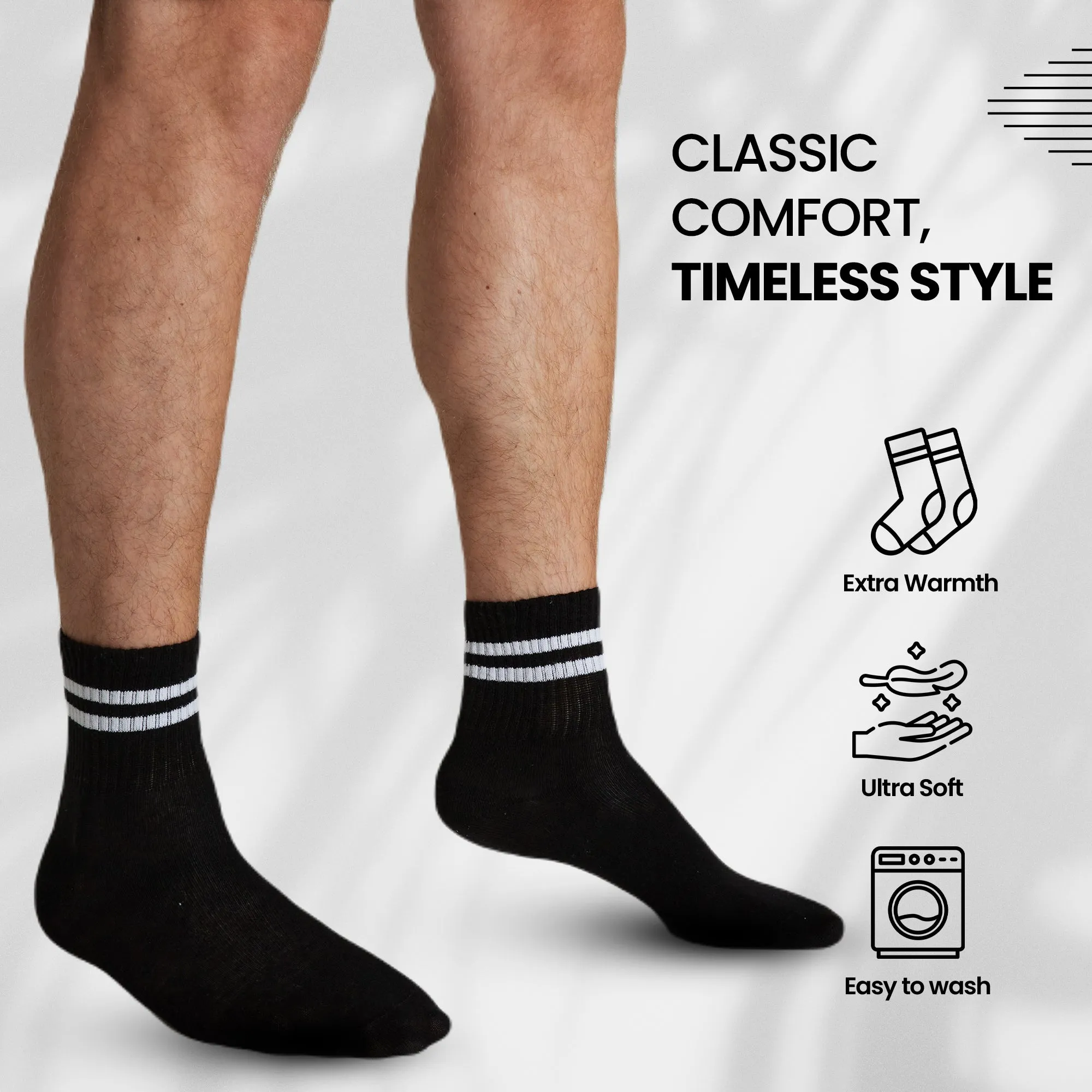 CityComfort Mens Socks - Pack of 6 Striped Crew Socks for Men