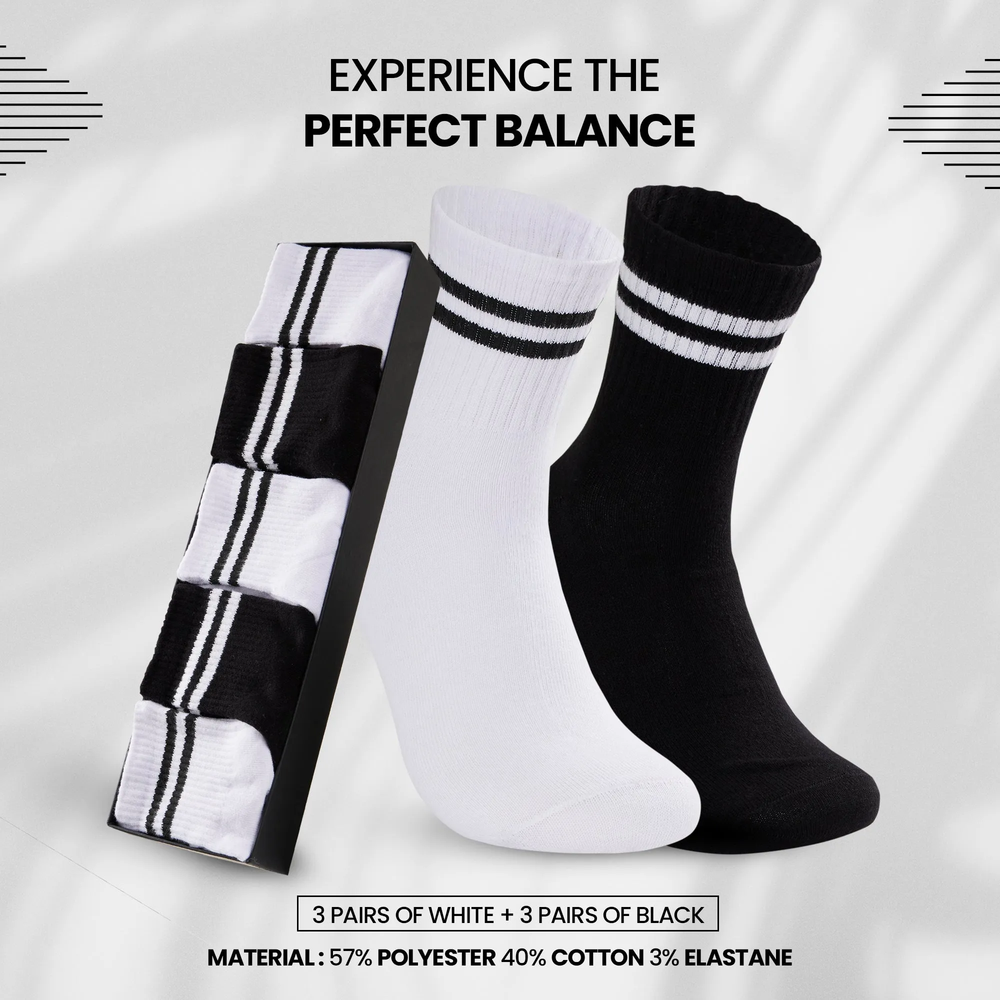 CityComfort Mens Socks - Pack of 6 Striped Crew Socks for Men