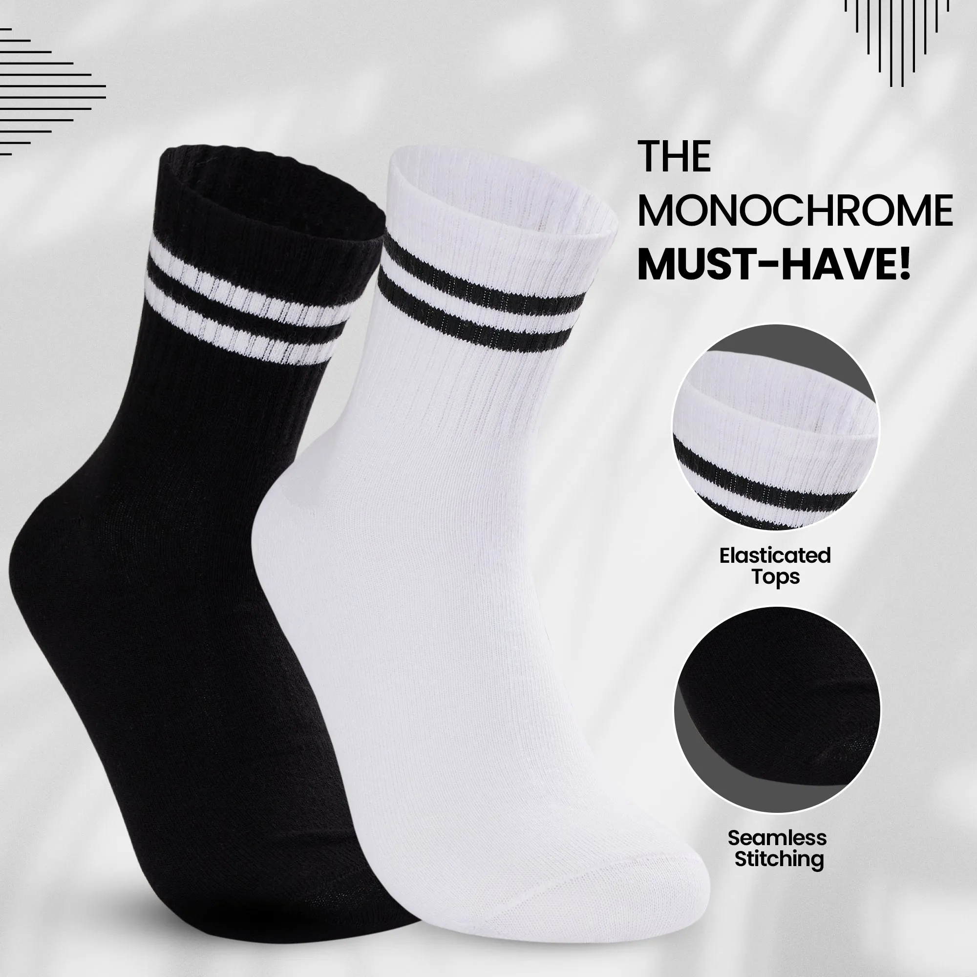 CityComfort Mens Socks - Pack of 6 Striped Crew Socks for Men