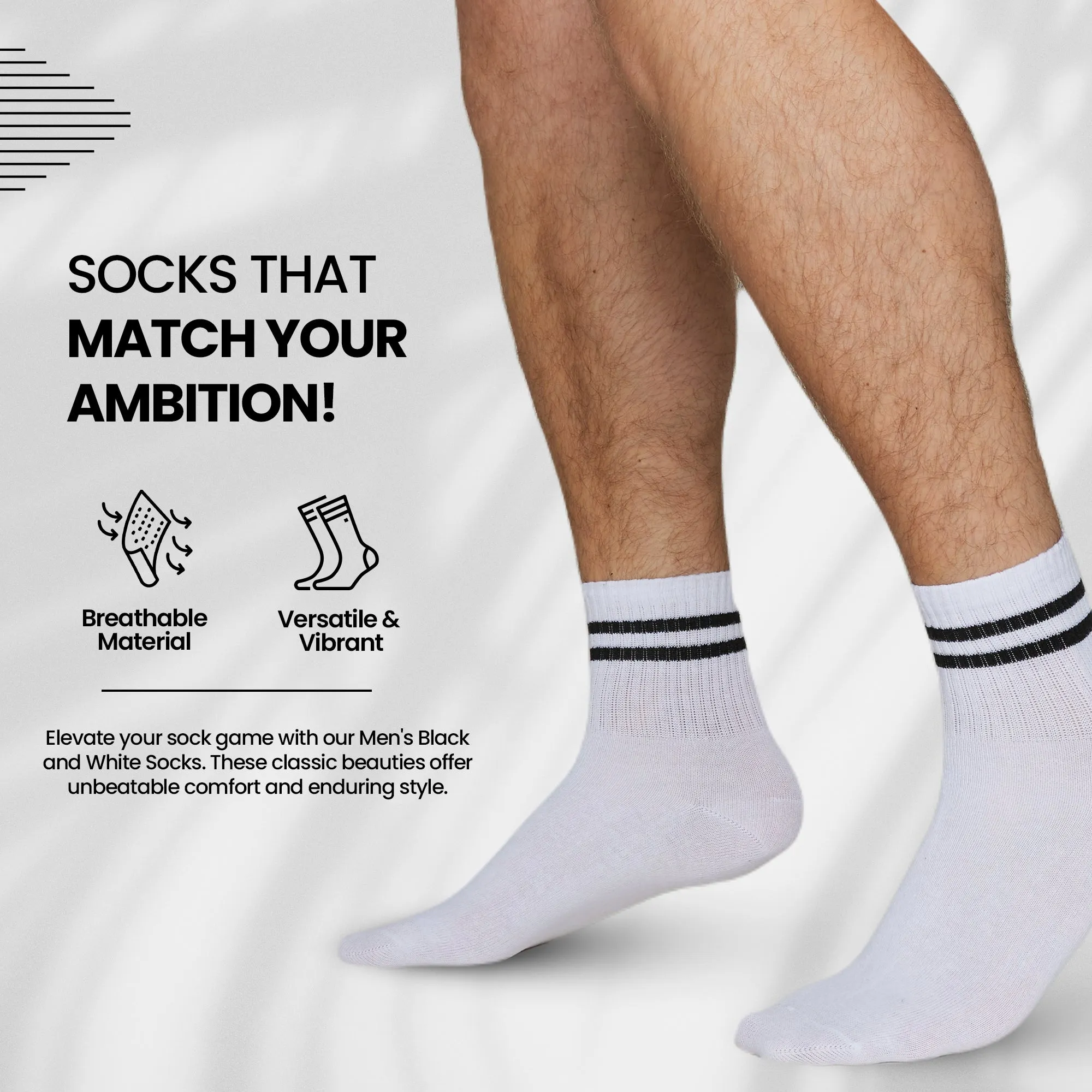 CityComfort Mens Socks - Pack of 6 Striped Crew Socks for Men