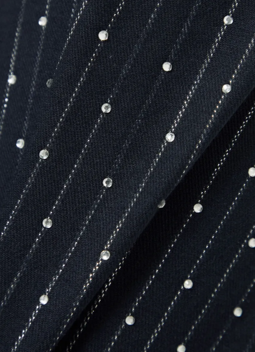 Coperni Crystal-Embellished Pinstriped Wool-Blend Trousers