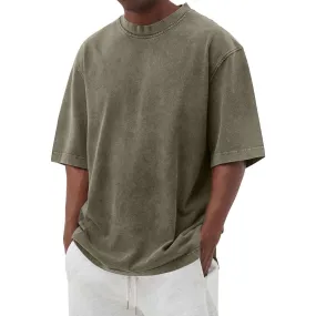 Cotton Shirt for Men Loose Fit Distressed Casual Half Sleeve T-Shirt Summer Retro Style Crewneck Pullover, Lighting Deals of Today My Order Shop The Look Baggy Style Tee(Army Green,3X-Large)