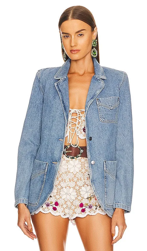 DUNDAS x REVOLVE Helena Denim Blazer in Blue