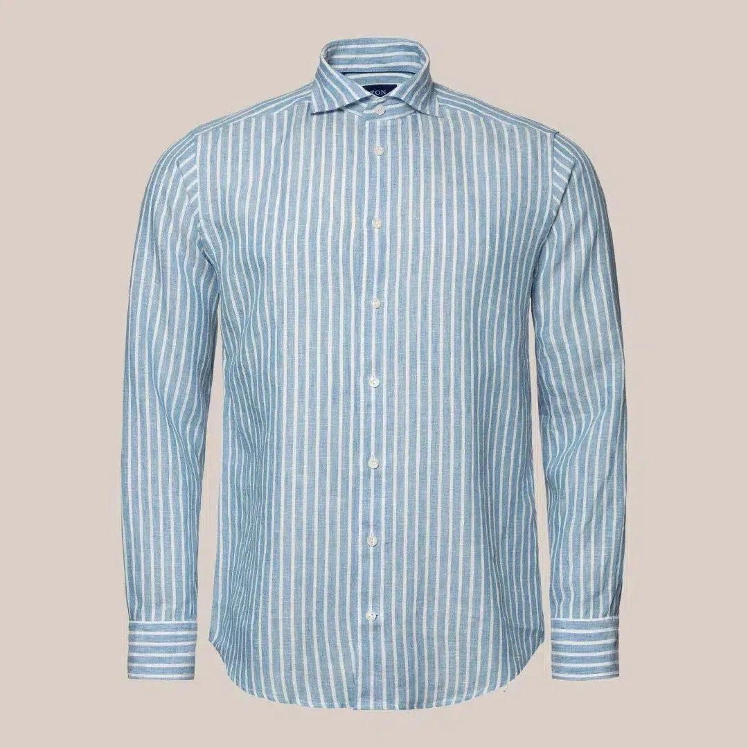 Eton Contemporary Fit Striped Shirt Light Blue