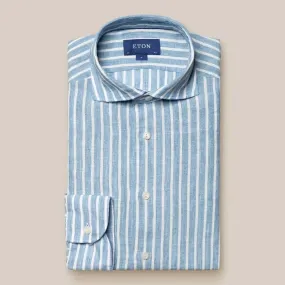 Eton Contemporary Fit Striped Shirt Light Blue