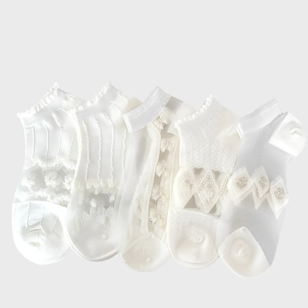 FrillyHearts Women's Ankle Socks - 5 Pairs