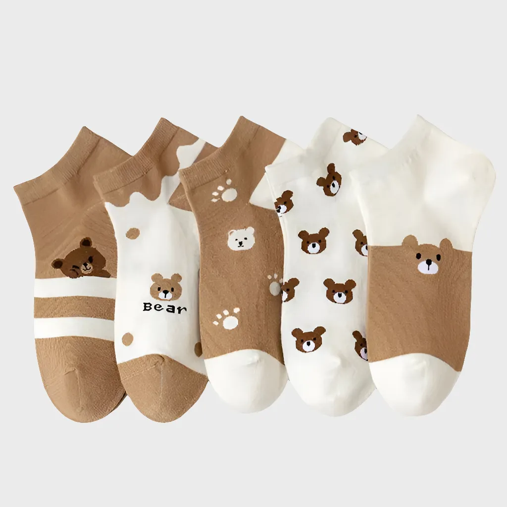 FrillyHearts Women's Ankle Socks - 5 Pairs